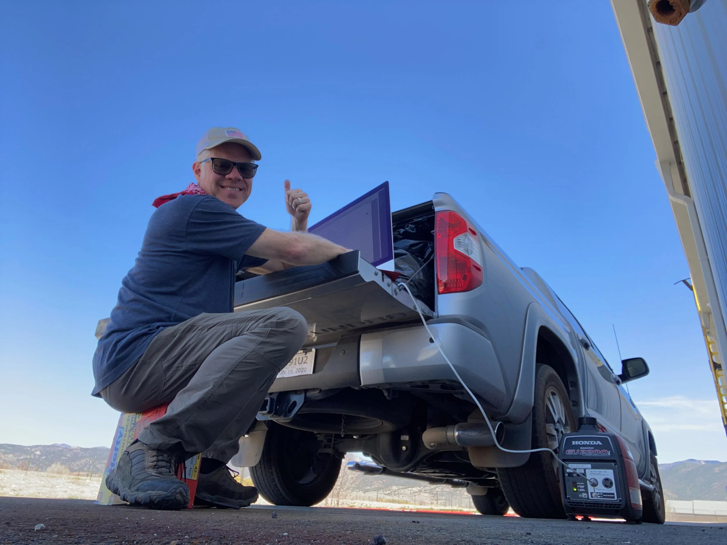 Tapping Wal-Mart's WIFI during the lockdowns, after just arriving in Colorado. 