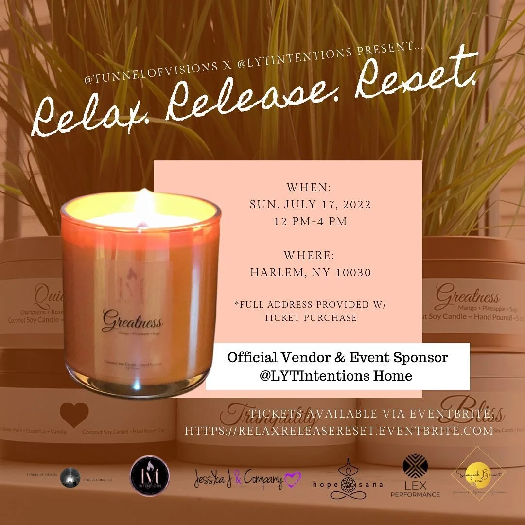 🧘🏾&zwj;♀️ It's time to Relax, Release and Reset.... 

Join us THIS SUNDAY for an afternoon of "Reclaiming your Peace " through Yoga, Wellness &amp; Networking!

SUNDAY JULY 17,2022
12-4PM

Vendor &amp; Event sponsor: @lytintentions

Only 