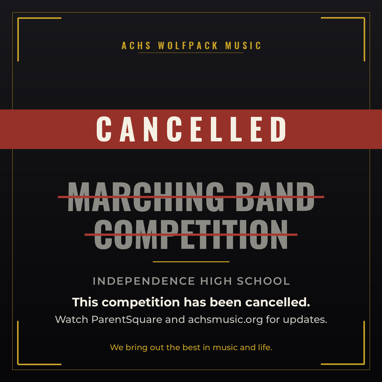 ! EVENT CANCELED!               MB Comp #1 @ Independence HS