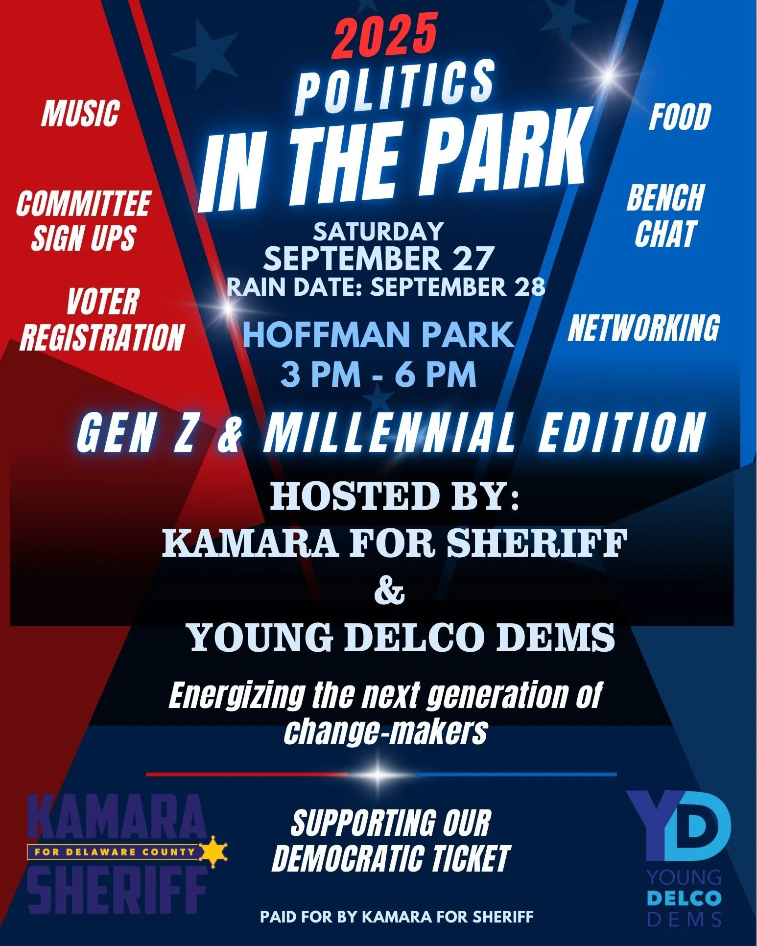 🎉 𝗣𝗼𝗹𝗶𝘁𝗶𝗰𝘀 𝗶𝗻 𝘁𝗵𝗲 𝗣𝗮𝗿𝗸: 𝗚𝗲𝗻 𝗭 &amp; 𝗠𝗶𝗹𝗹𝗲𝗻𝗻𝗶𝗮𝗹 𝗘𝗱𝗶𝘁𝗶𝗼𝗻 🌟

🗓 𝐒𝐚𝐭𝐮𝐫𝐝𝐚𝐲, 𝐒𝐞𝐩𝐭𝐞𝐦𝐛𝐞𝐫 𝟐𝟕 (Rain date: Sep 28)
🕒 𝟯 𝗣𝗠 &ndash; 𝟲 𝗣𝗠
📍 𝐇𝐨𝐟𝐟𝐦𝐚𝐧 𝐏𝐚𝐫𝐤 &ndash; 34 Scottdale Rd, Lansdown