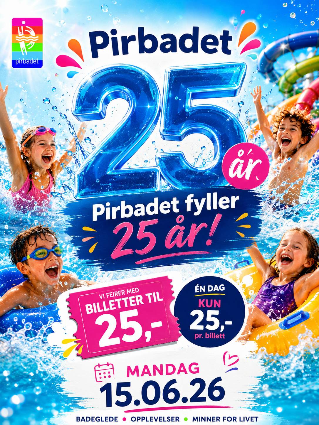Pirbadet fyller 25 år – feirer med billetter til 25 kroner (15.06.26)