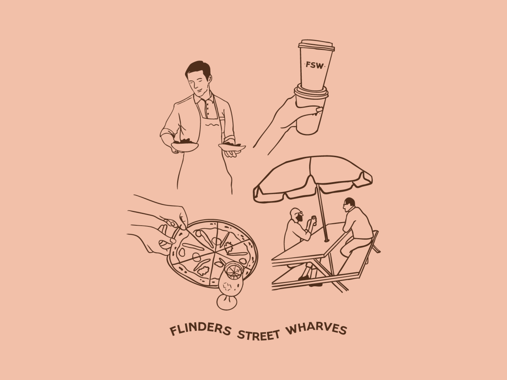 flinders street wharves townsville illustrations