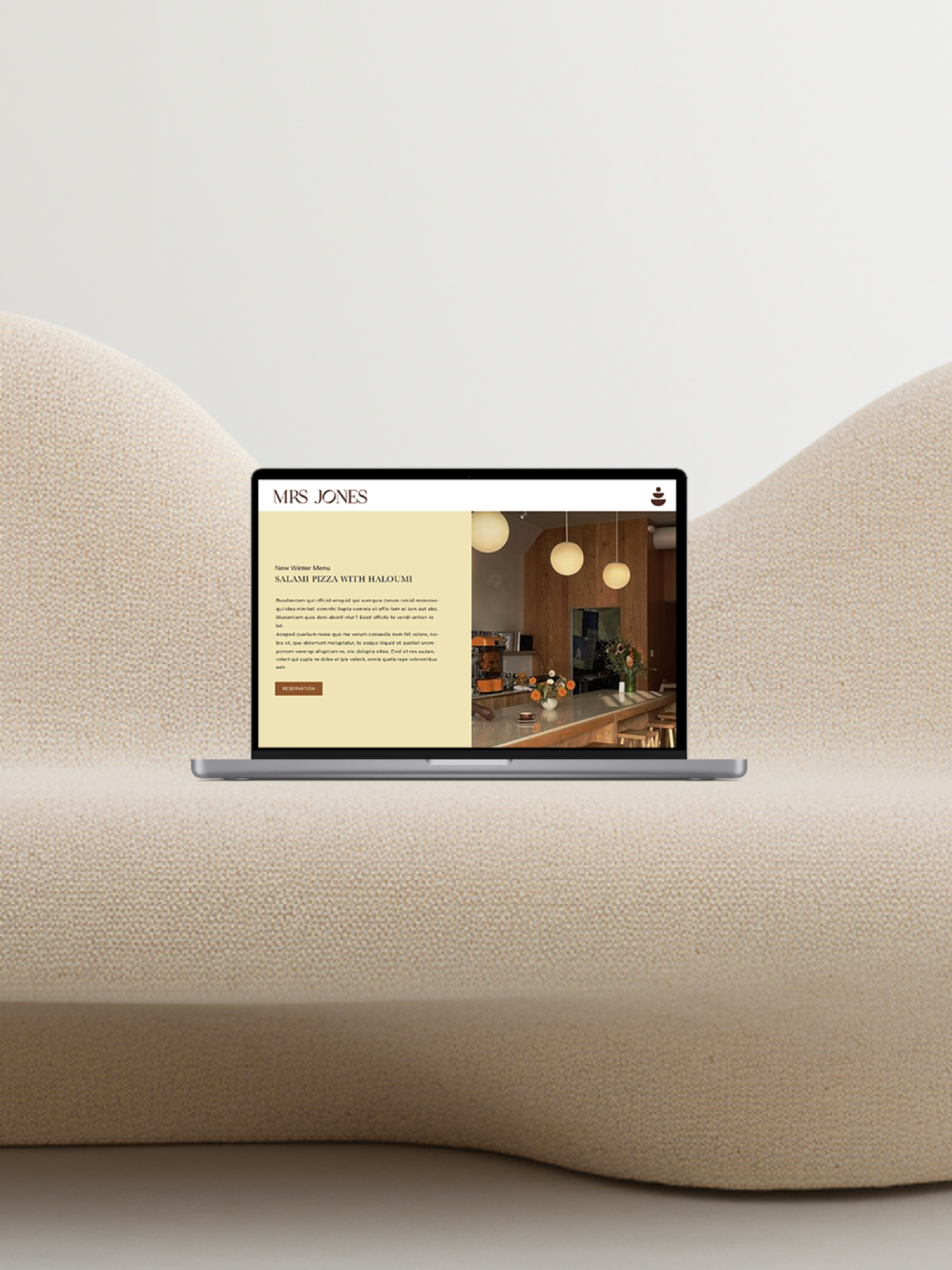 Mrs Jones website mockup