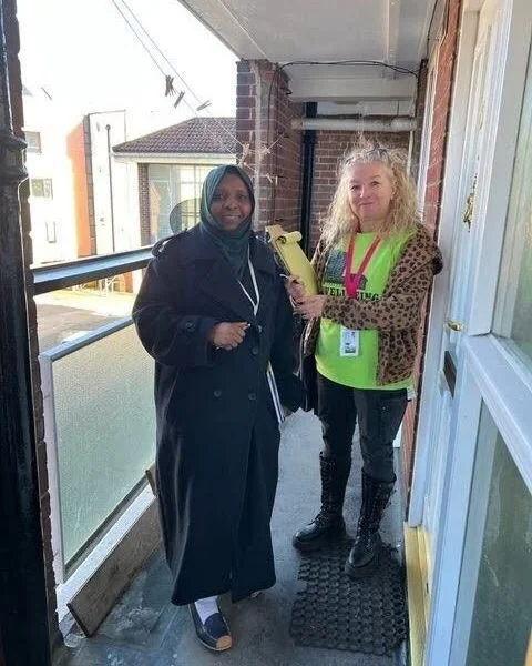 This spring, our Community Bees Edyta and Kaltouma, along with Steward Helen walked around Shieldfield and knocked on doors to get to know more of our neighbours.  It was a really lovely way to get to know people, and every single conversation taught