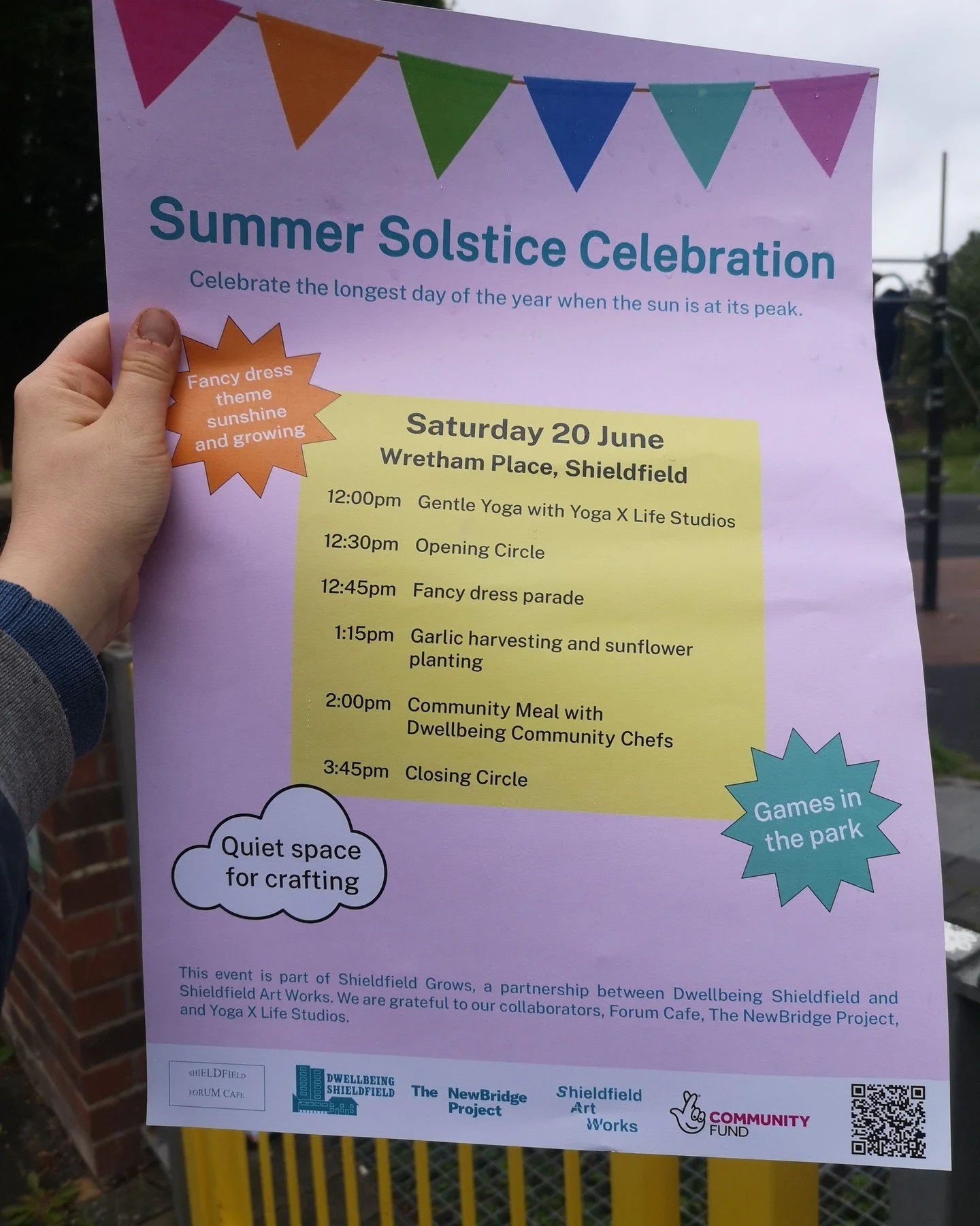 We&rsquo;re out and about delivering invites and putting up posters for our Shieldfield Summer solstice next Saturday 12-4pm at Wretham Place!

Keep your eyes out for them or check the website to read the full schedule of activities!