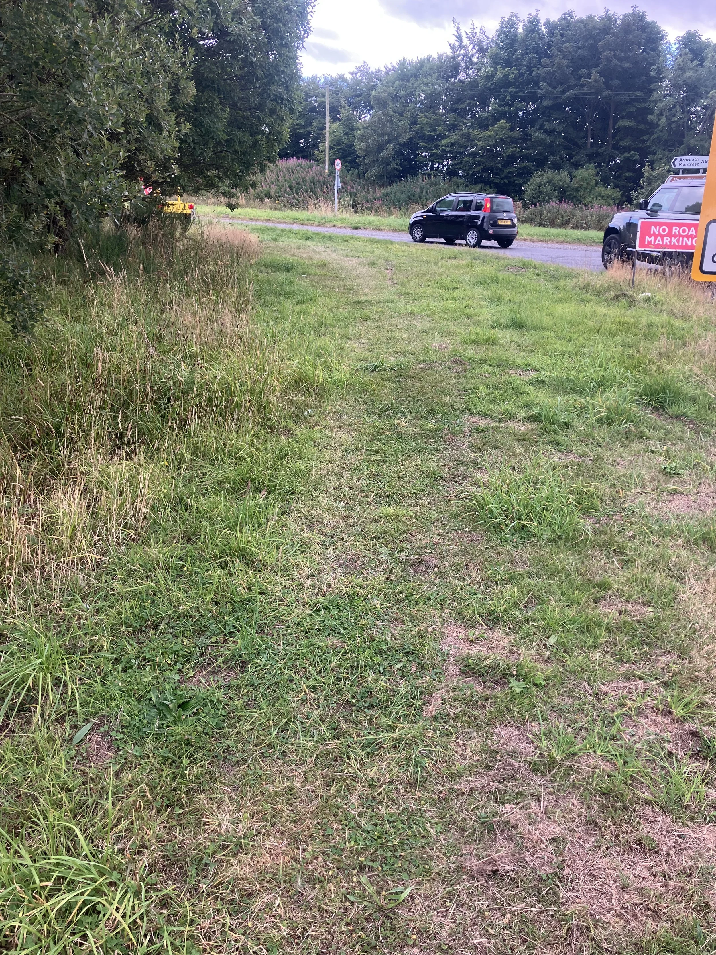 This is the view out of the junction showing the slight path in the grass
