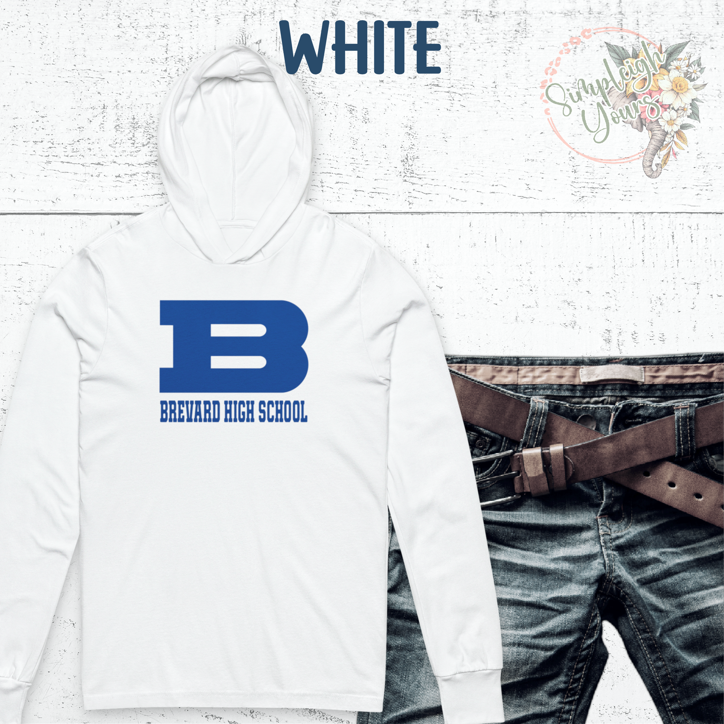 Traditional BHS B | Solid Color Logo | Bella + Canvas 3512 Hooded Long Sleeve Tee