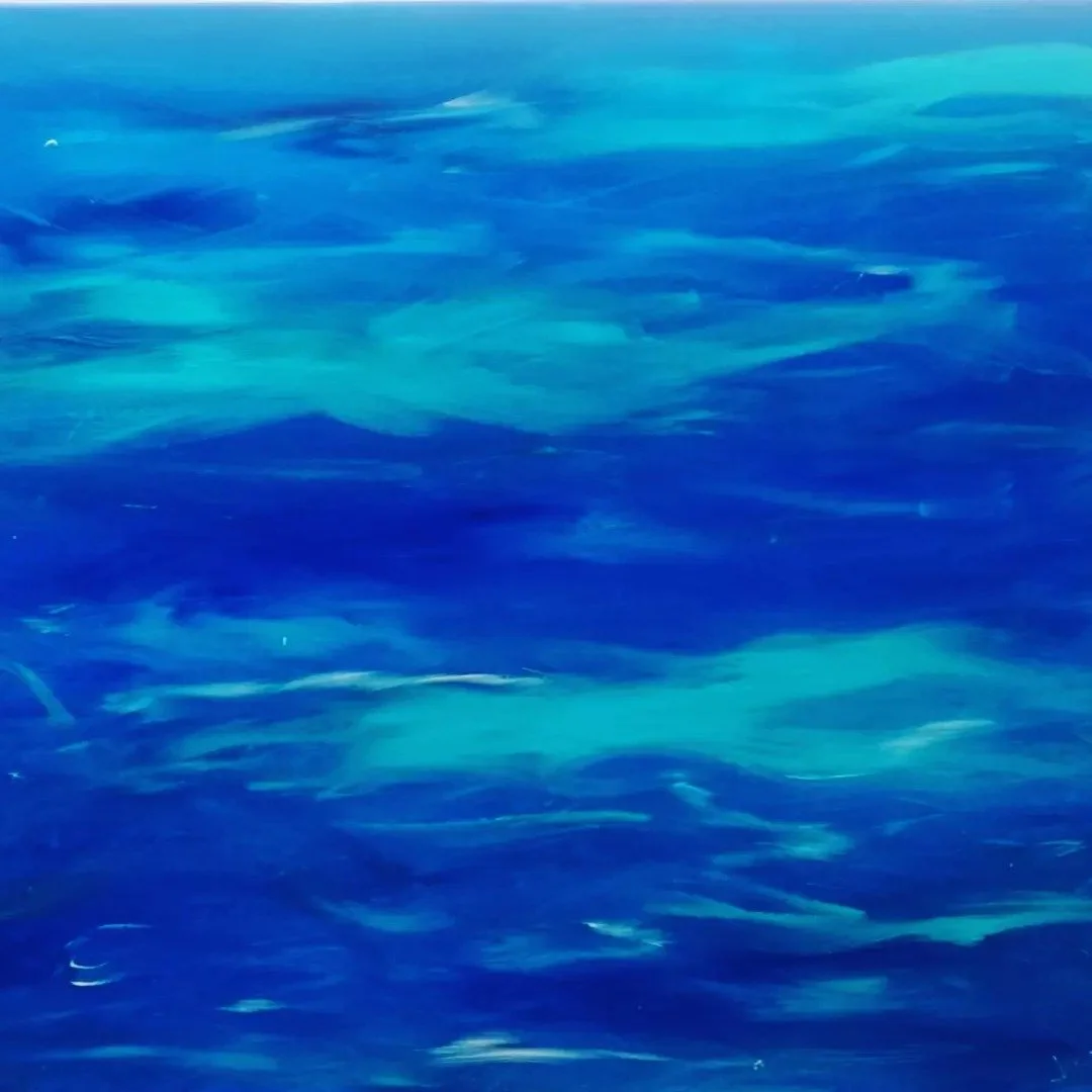'Blue Period' A series of works and exhibitions working with the ocean as a collaborative partner.
Image: Mediterranean Seascape 3. Acrylic on canvas, done during residency on Gozo, Malta 2023