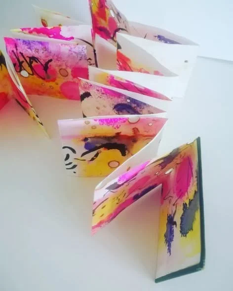 Birdwords/Whalewords. An attempt at creating a written language from bird and whale song.
Image: Birdwords book. ink, acrylic paint, pastel and pigment  2024