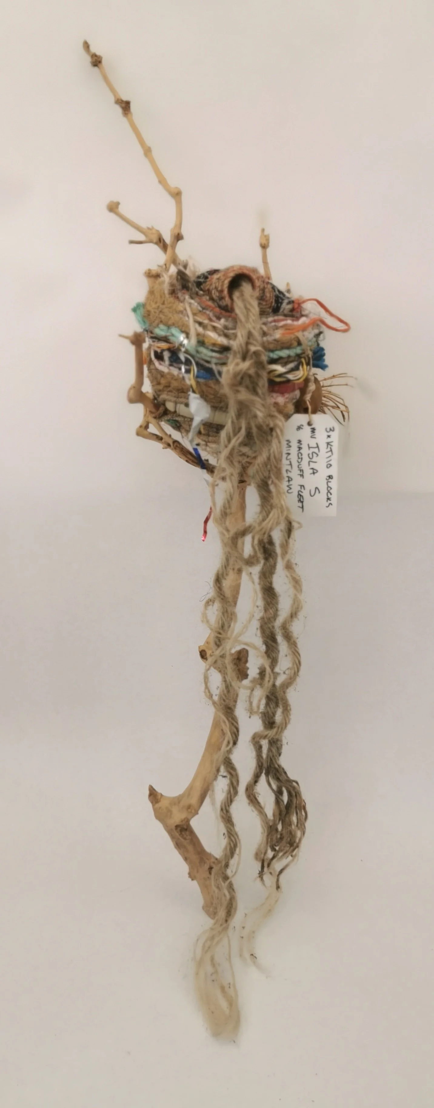 'Ocean Going Vessels' are a series of vases and jugs created entirely from found rope and other flotsam and jetsam found near the artists home and internationally. 