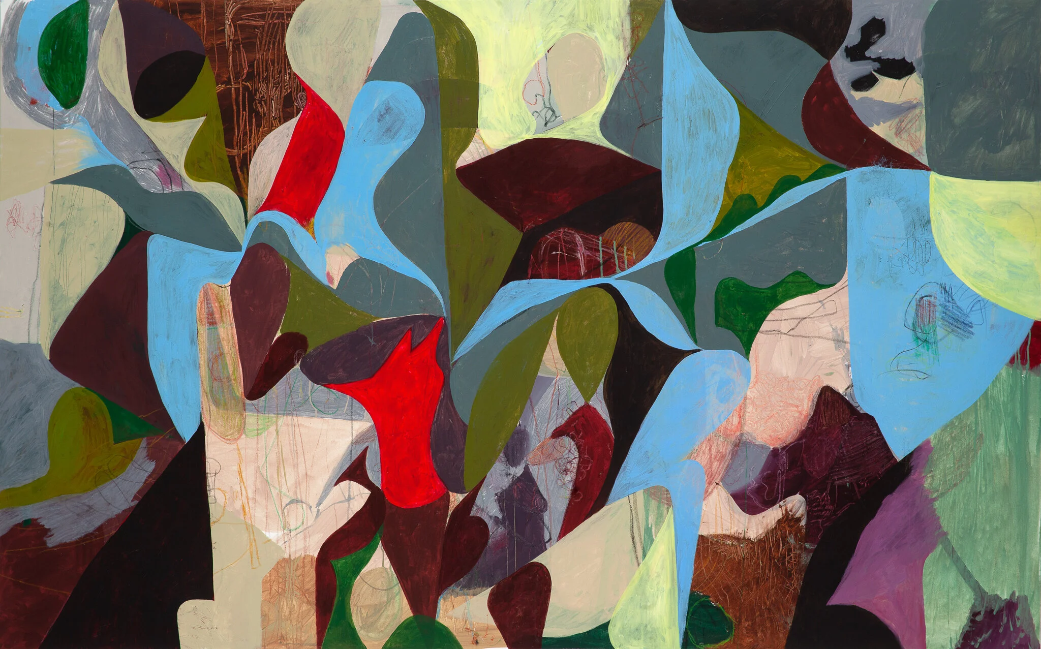 "Classroom Under Water" | 2020 | Acrylic & Oil Pastels on Canvas | 150 x 240 cm | KD 4,200