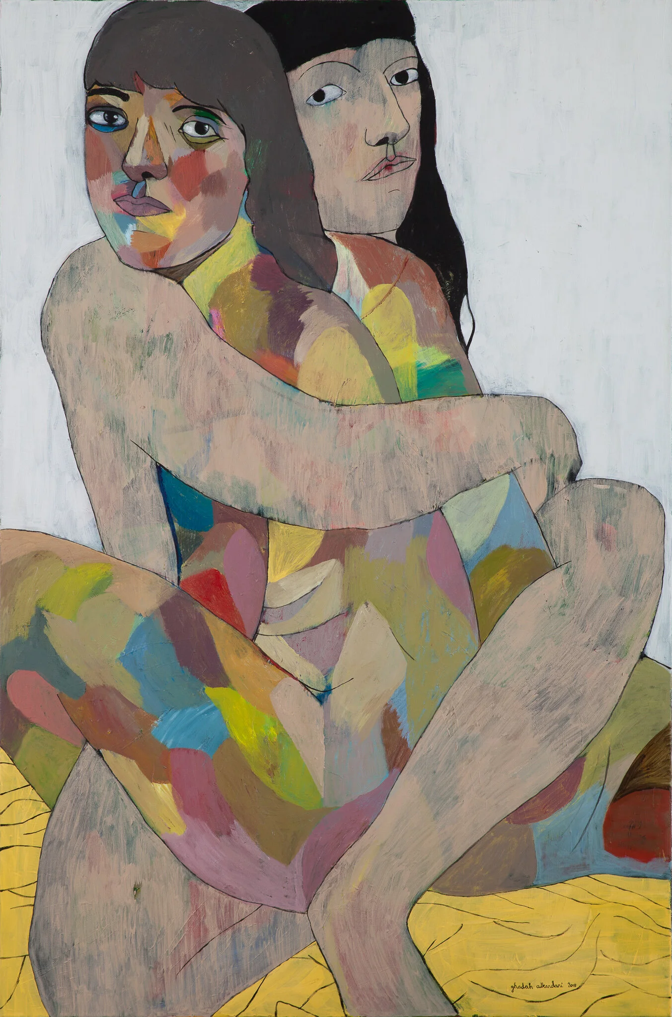 "An Embrace" | Acrylic on Canvas | 100 x 159 cm  | KD 2,250 (SOLD)