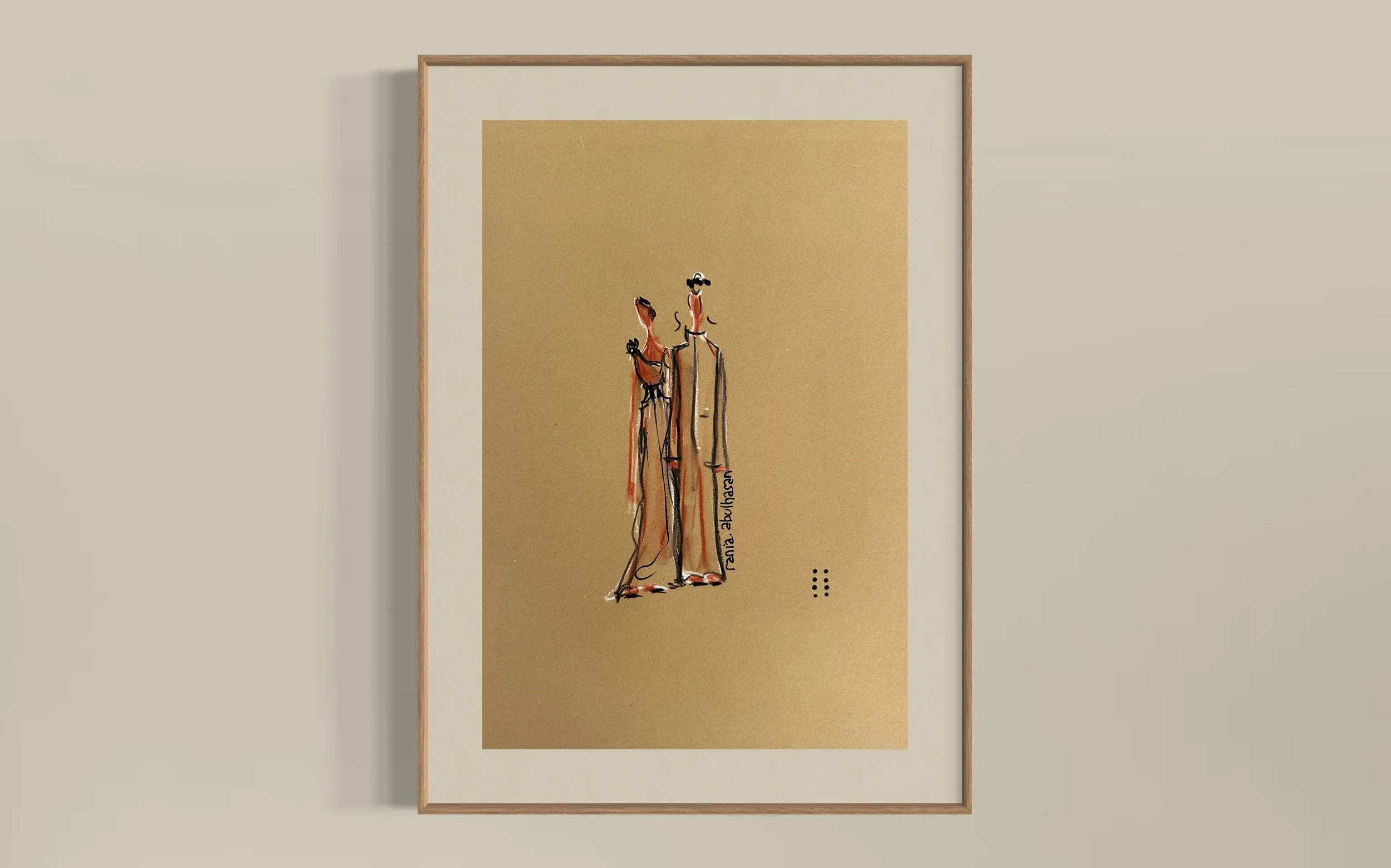 0500305.2 (Couple) | Mixed Media on Rembrandt paper tan | 2025 | 55 x 45cm | KD 220 (SOLD)