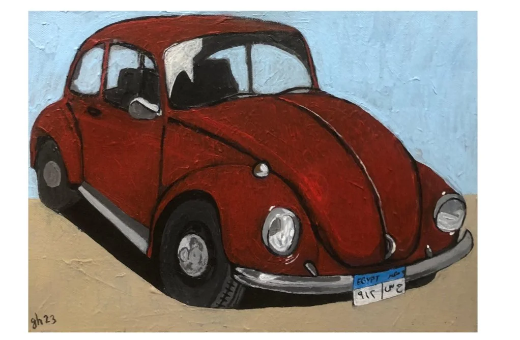 "Maysaa's Beetle Red" | 2023 | Acrylic on Canvas | 36 x 25cm | KD 300
