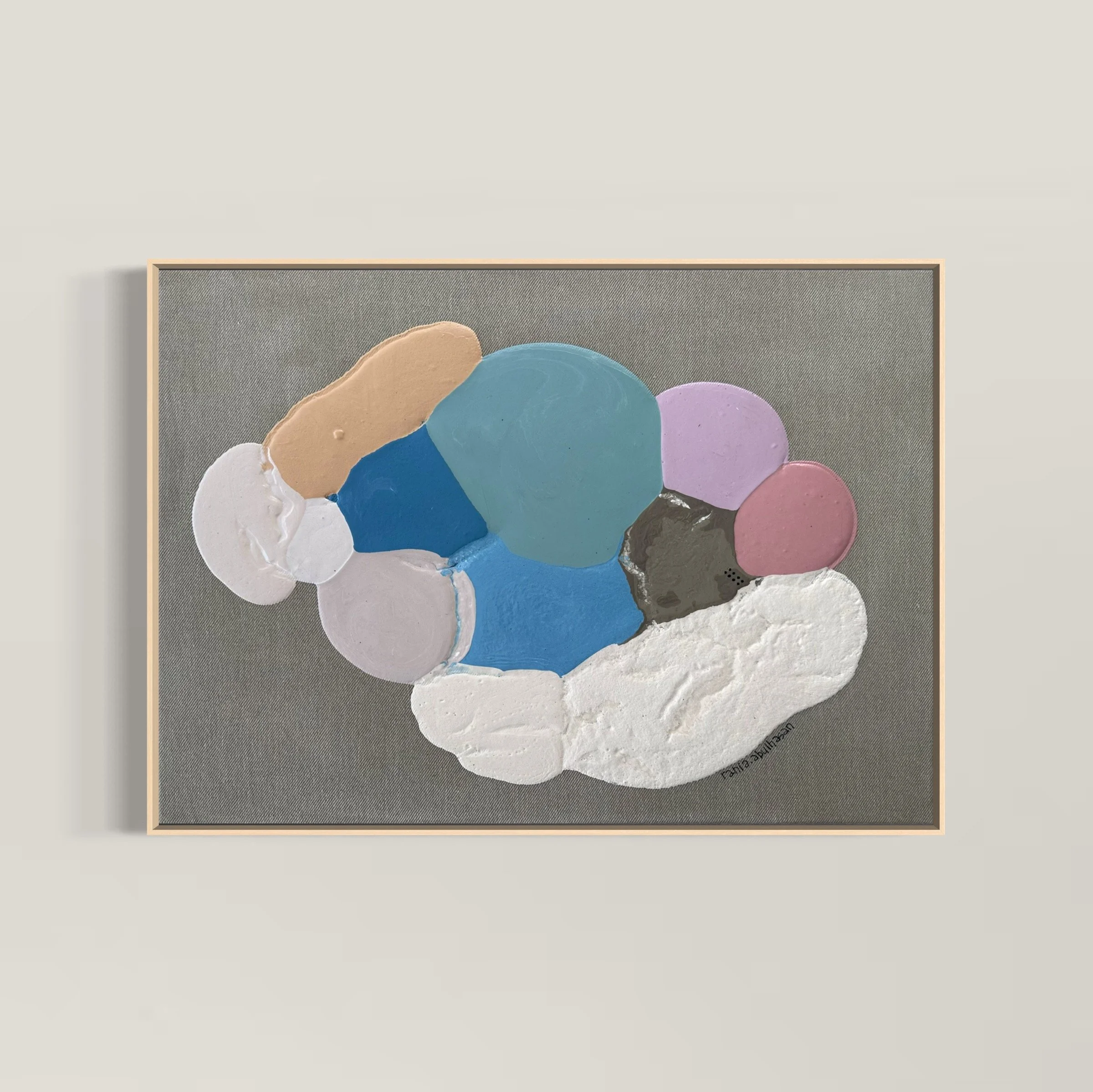 0500309.1b | Mixed Media on raw linen | 2025 | 60 x 50cm | KD 405 (KD 700 set of 2) 