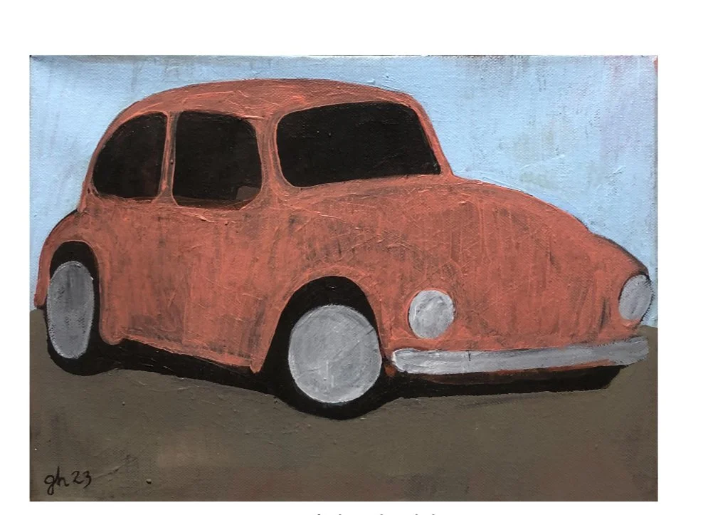 "Maysaa's Beetle Pink" | 2023 | Acrylic on Canvas | 36 x 25cm | KD 250