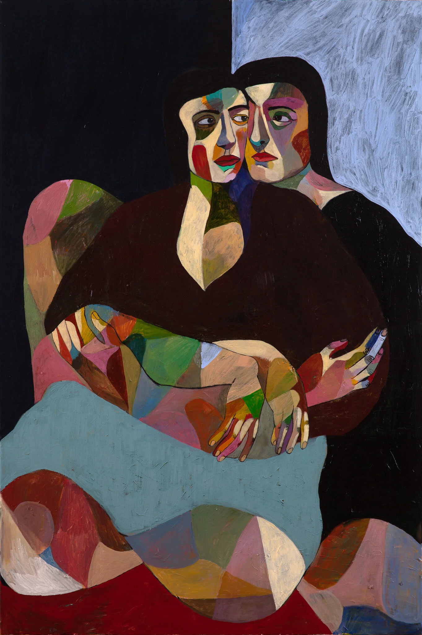 "A Mother and her Daughter" | Acrylic on Canvas | 101 x 151 cm  | KD 1,950 (SOLD)