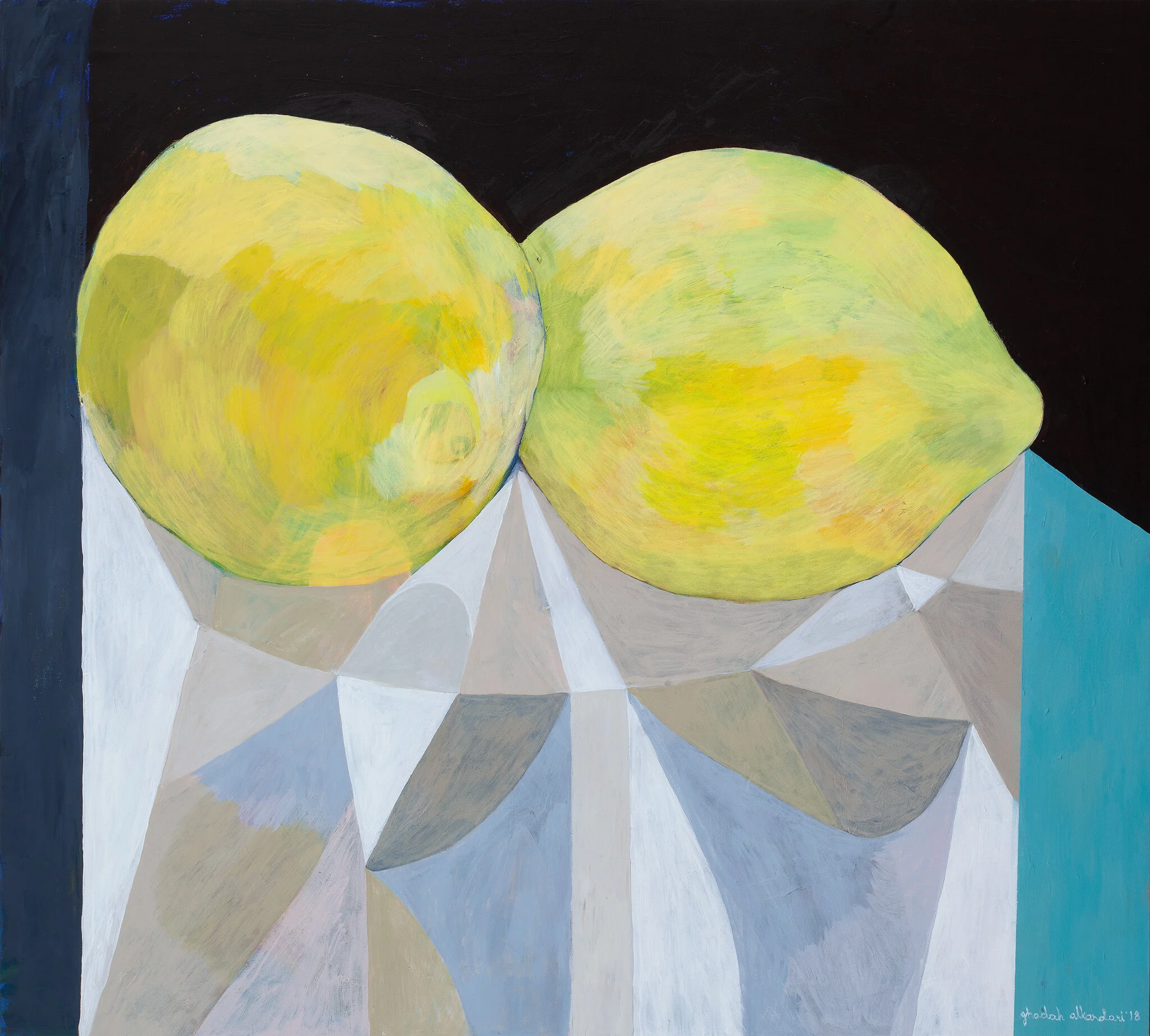 "Lemons" | Acrylic on Canvas | 110 x 100 cm | KD 1,850