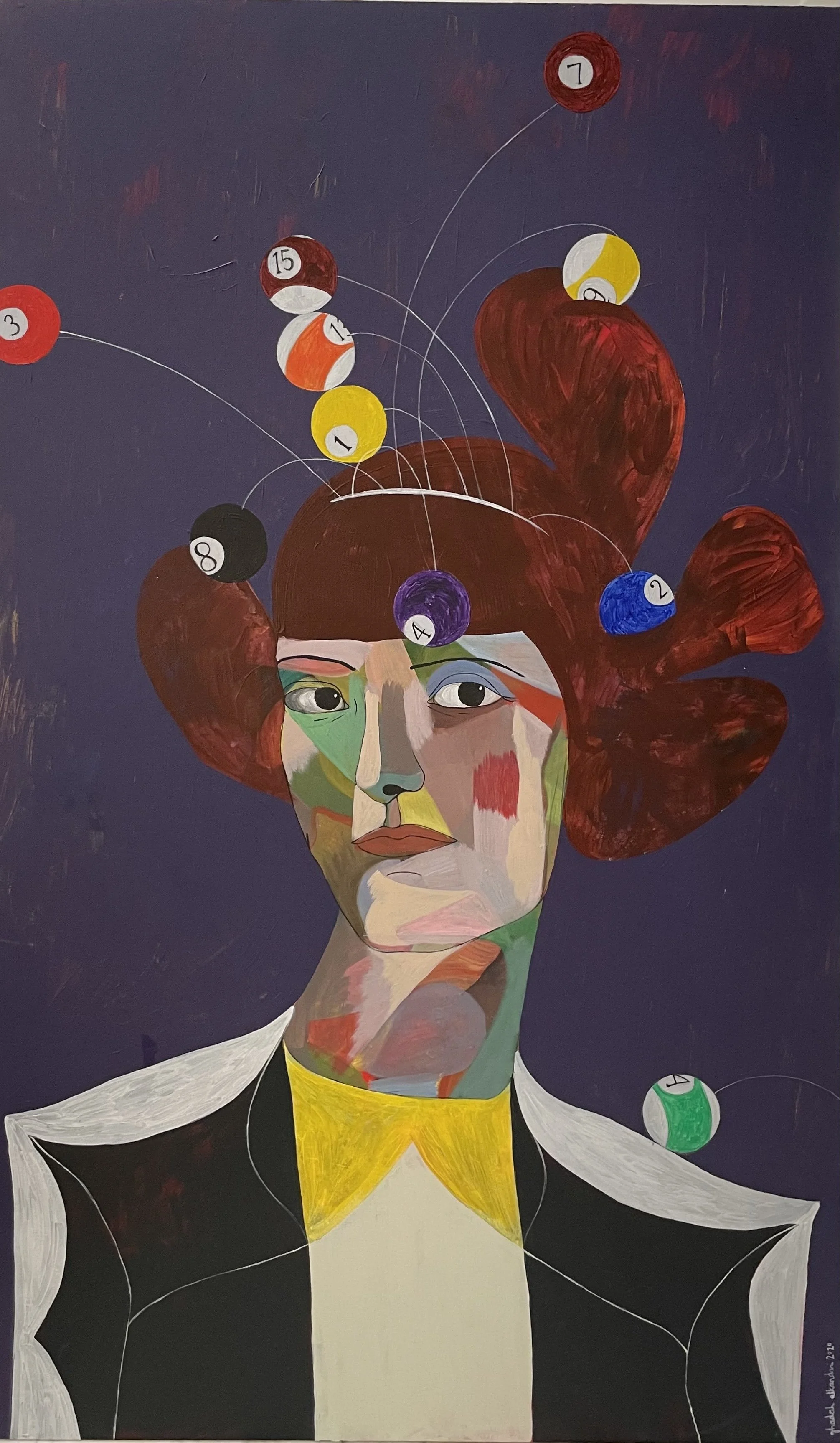" Fascinator } Pool Balls" | Acrylic on Canvas | 90 X 150cm | KD 2,200