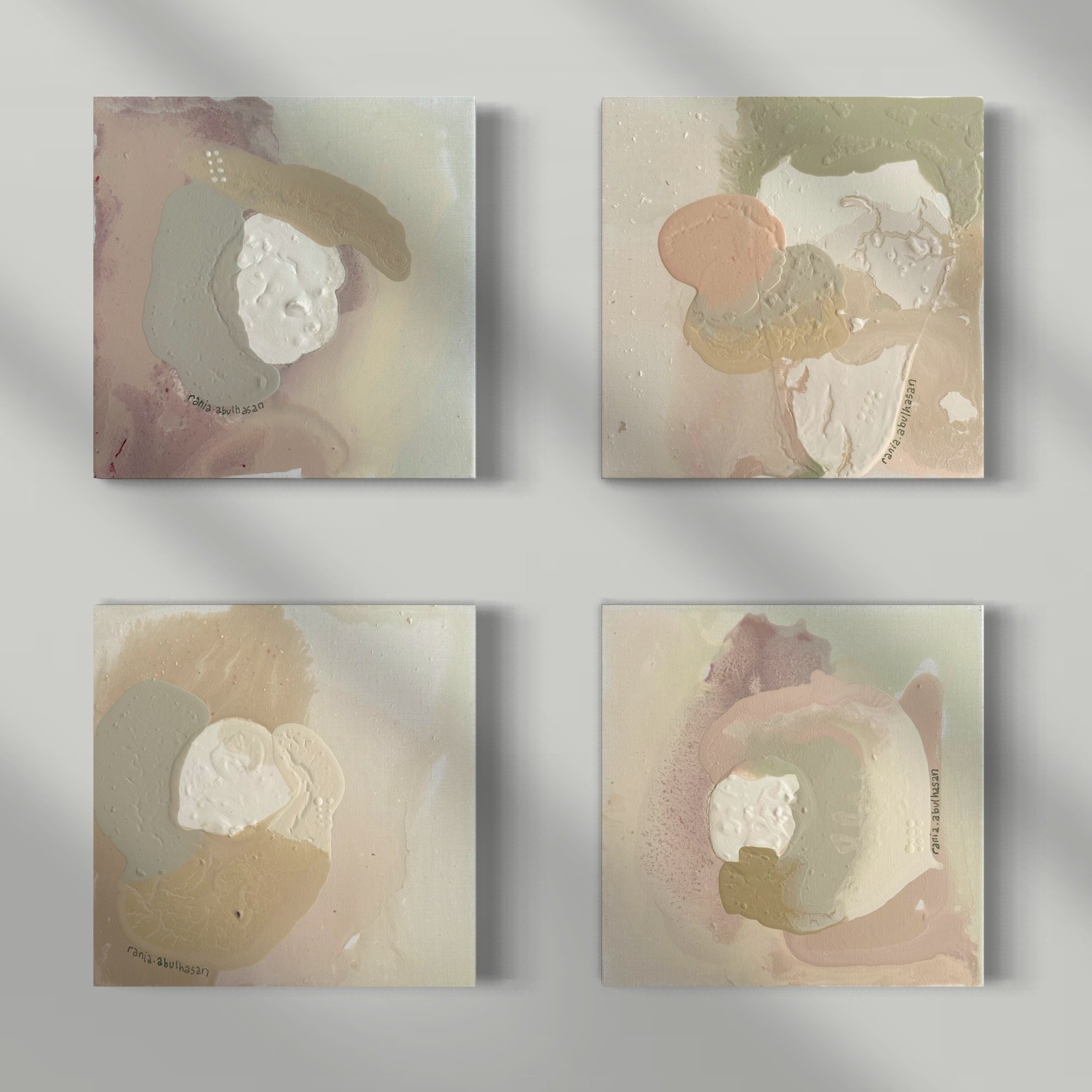 0500293.3| Mixed Media on Linen Canvas | 2024 | 30 x 30cm (set of 4) | KD 410