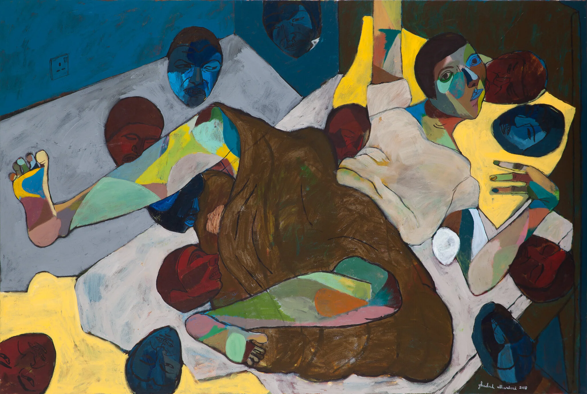 "The Visitors" | Acrylic on Canvas | 149 x 100 cm | KD 2,000 (SOLD)