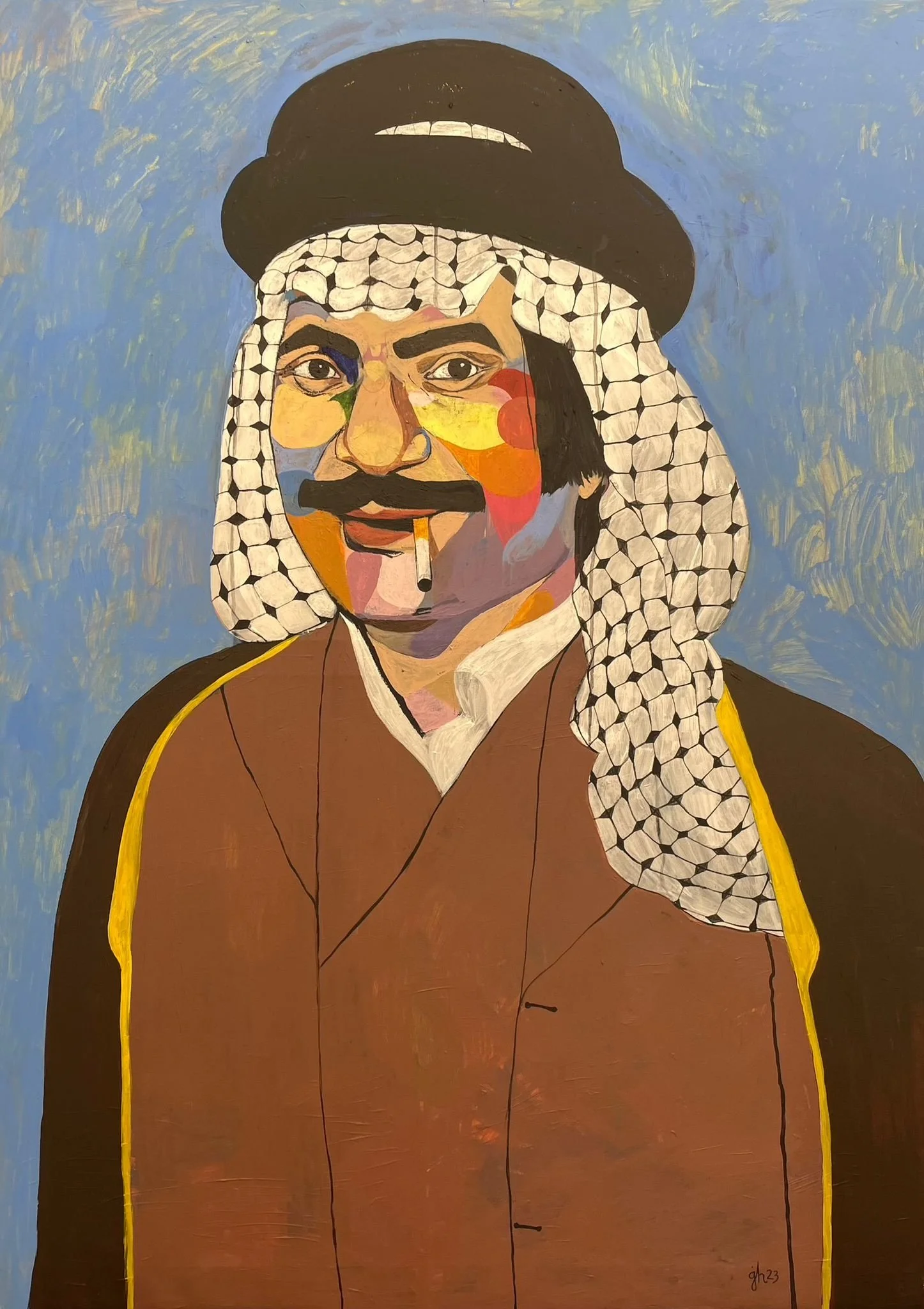 "Husain Bin Aggoul" | 2023 | Acrylic on Canvas | 100 x 140cm | KD 2,400 (SOLD)