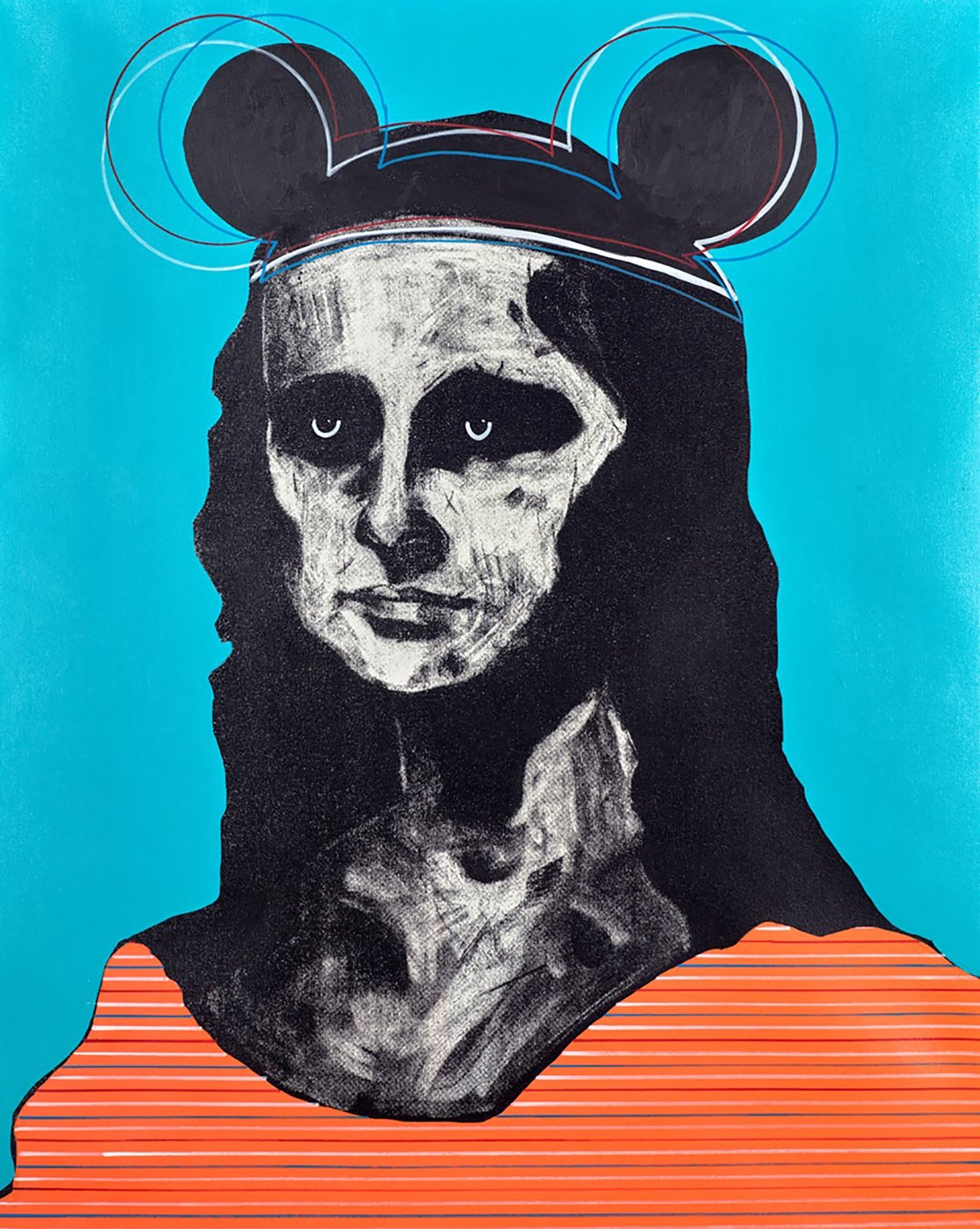 Mini Lisa | Charcoal, acrylic & spray paint on canvas | 80 x 100cm | KD 950