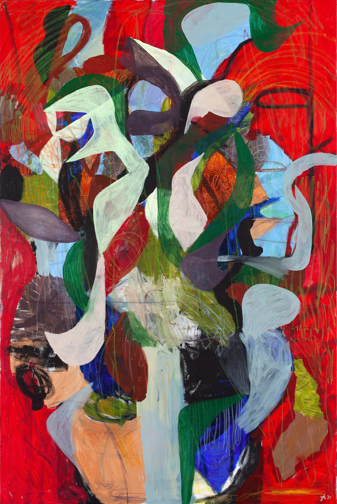 "Scuffle" | 2020 | Acrylic & Oil on Canvas | 101 x 152 cm | KD 2,850 (SOLD)