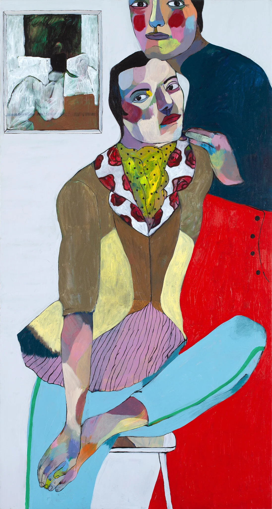 Two Women & a Portrait | 2020 | Acrylic on Canvas | 90 x 150 cm | KD 2,000