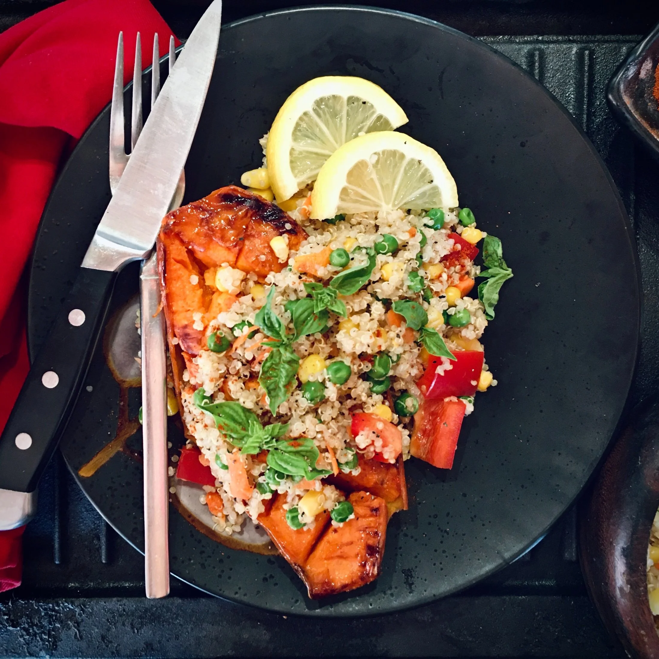 Maple-Glazed Sweet Potatoes with Quinoa