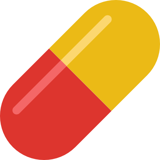 A capsule pill that is half red and half yellow.