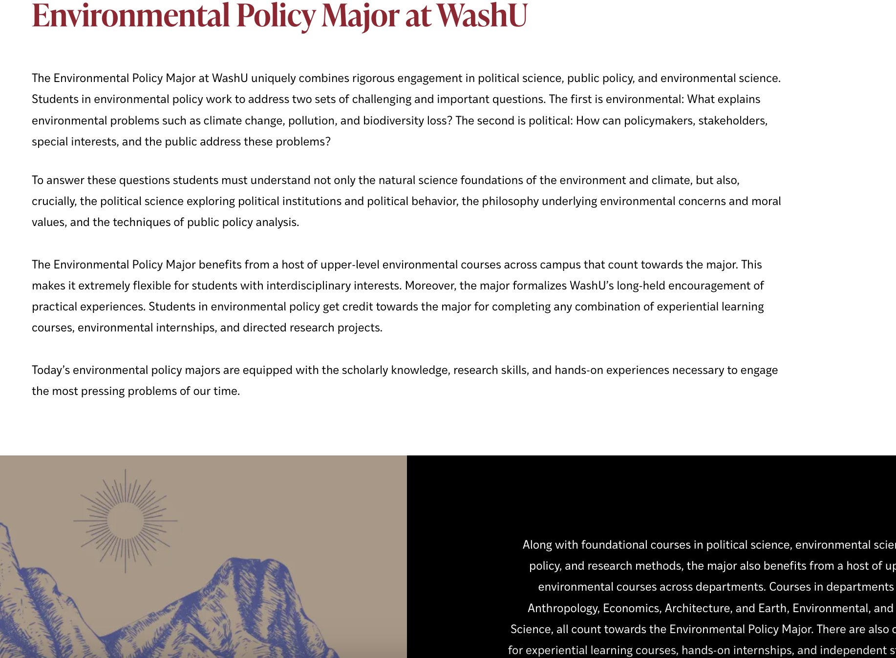 New page created to highlight the Environmental Policy major within the Political Science department.