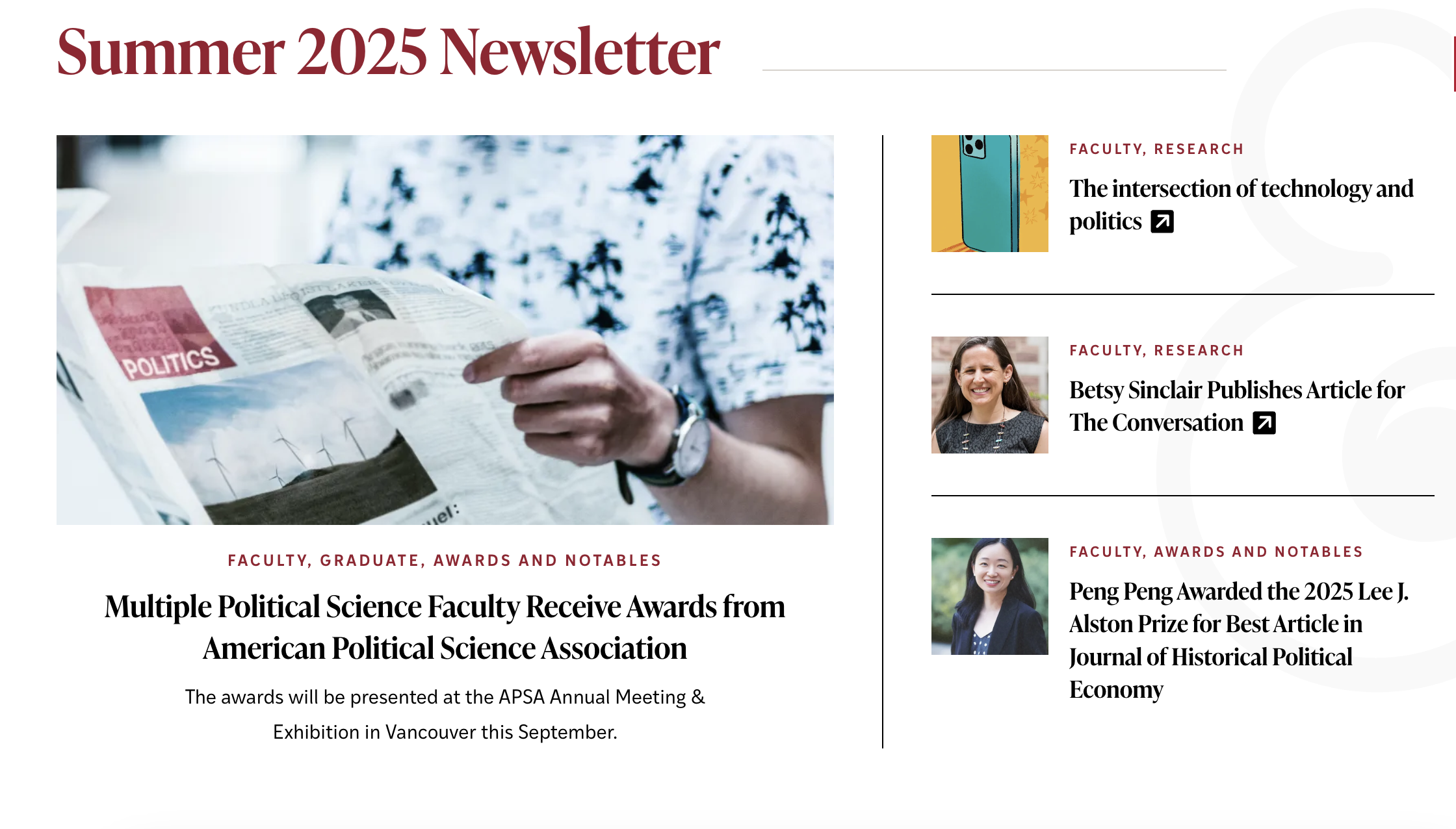 Summer 2025 Department Newsletter