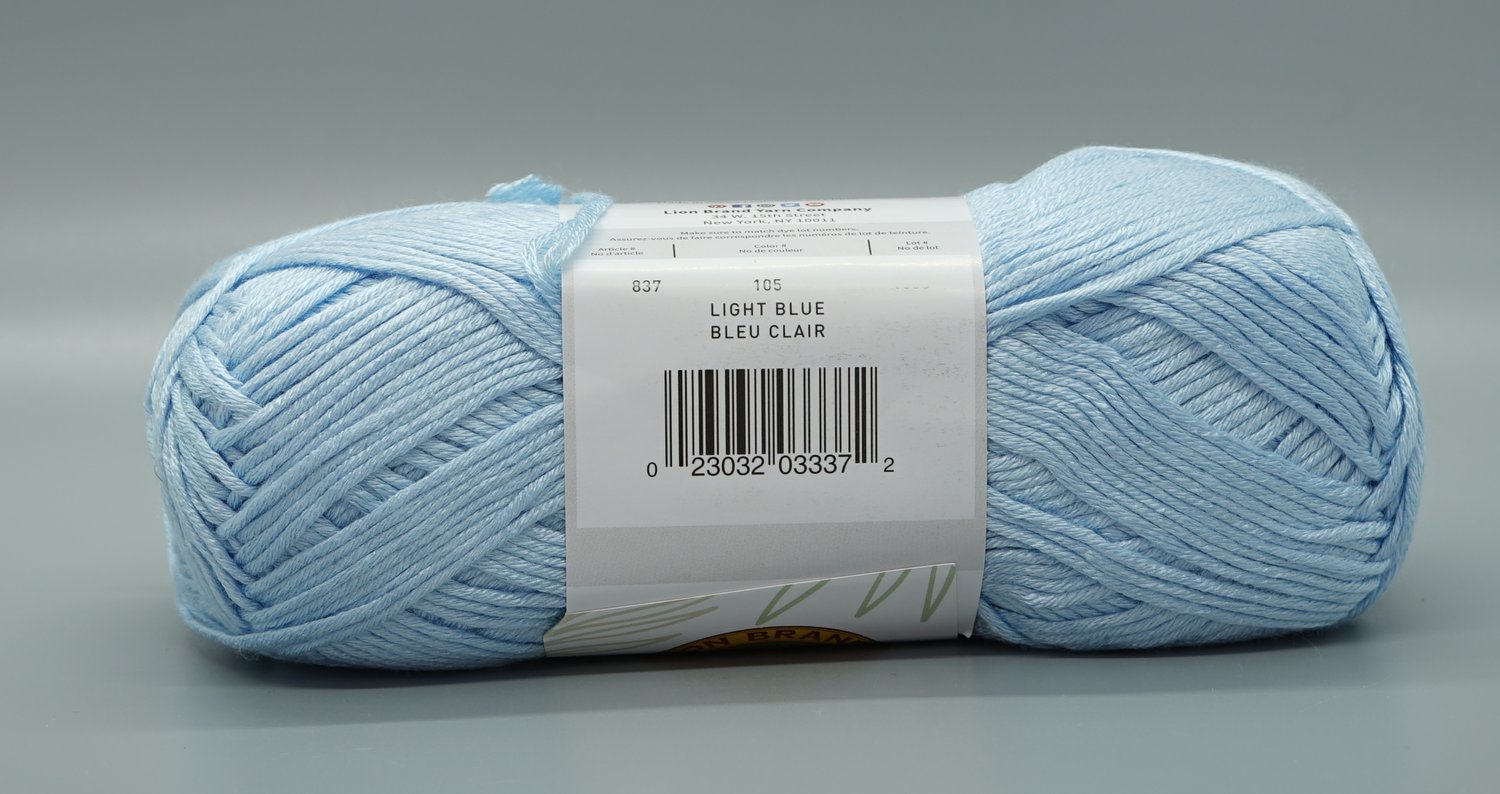 Lion Brand Truboo Yarn - Light Blue, 241 yards