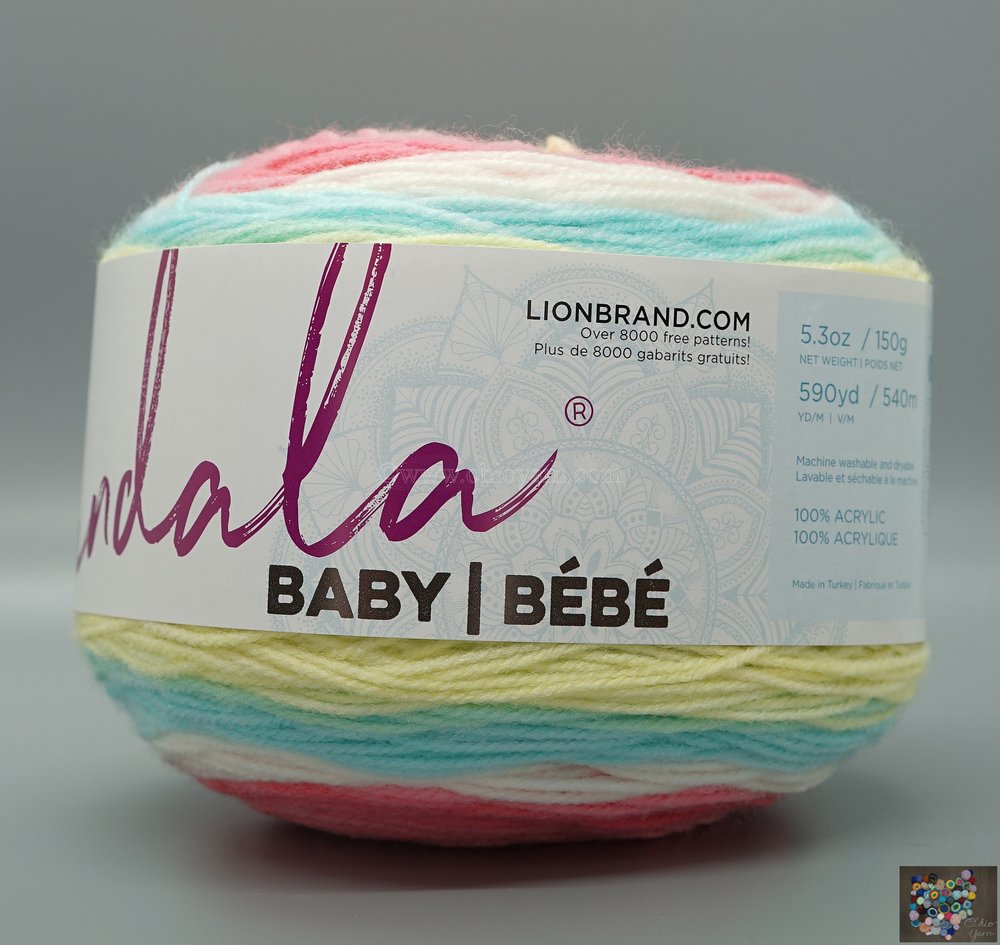 Lion Brand Yarn Mandala Baby Rainbow Falls Self-Striping Baby Light Acrylic  Multi-color Yarn 