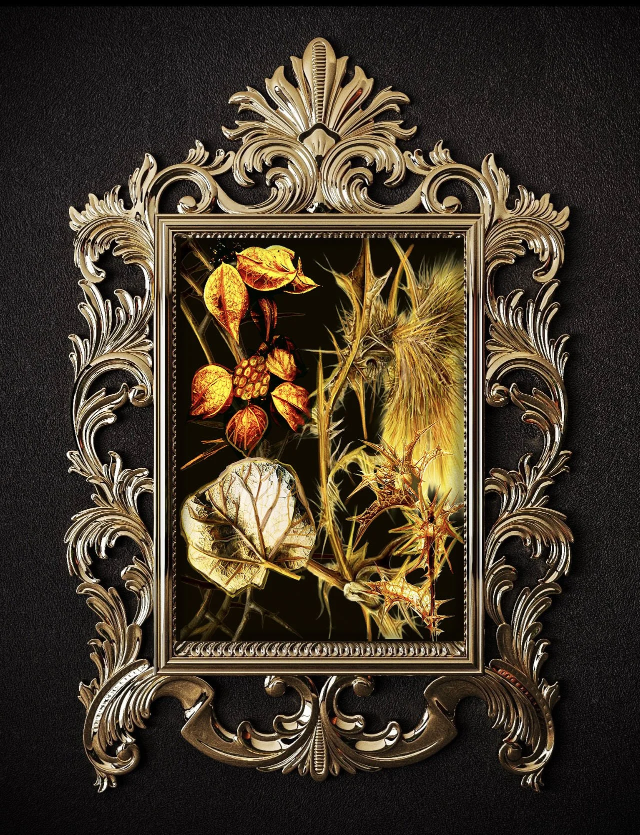 neo classical dark academia florals and leaf art print
