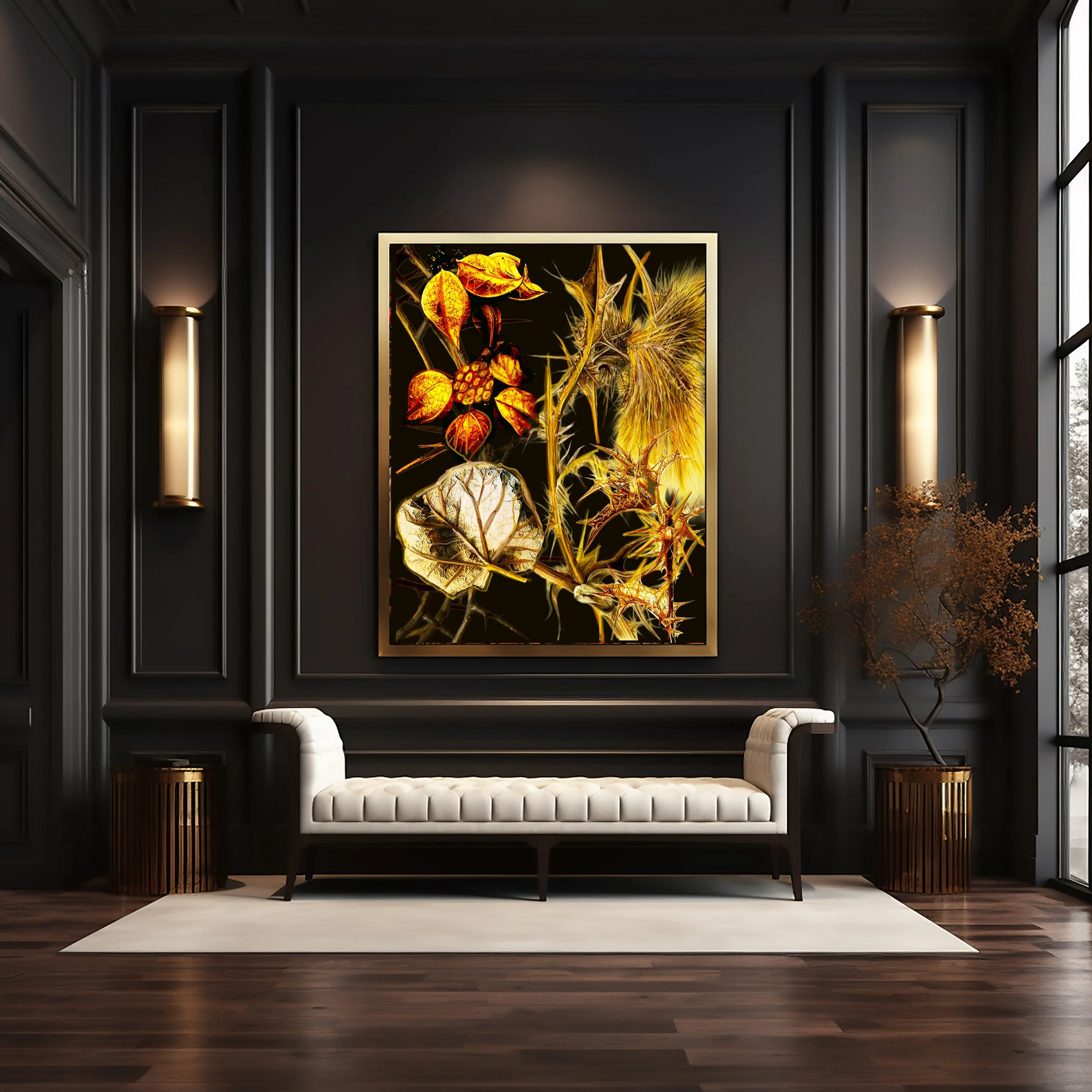 quiet luxury moody botanical art print for sale by artist