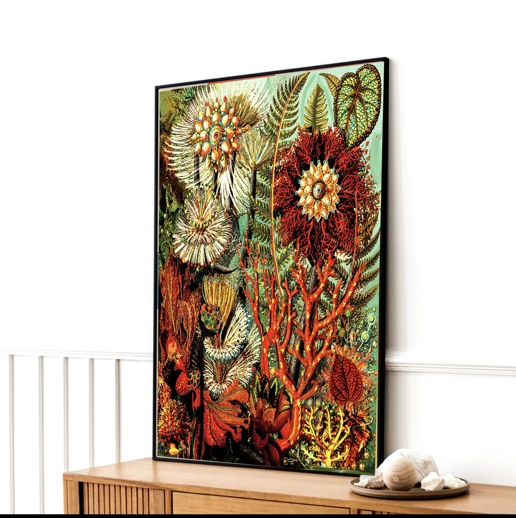 coral-ocean-botanical-print-giovanna-nicolo - Museum-style botanical coral composition with vivid marine-inspired textures and surreal natural forms.