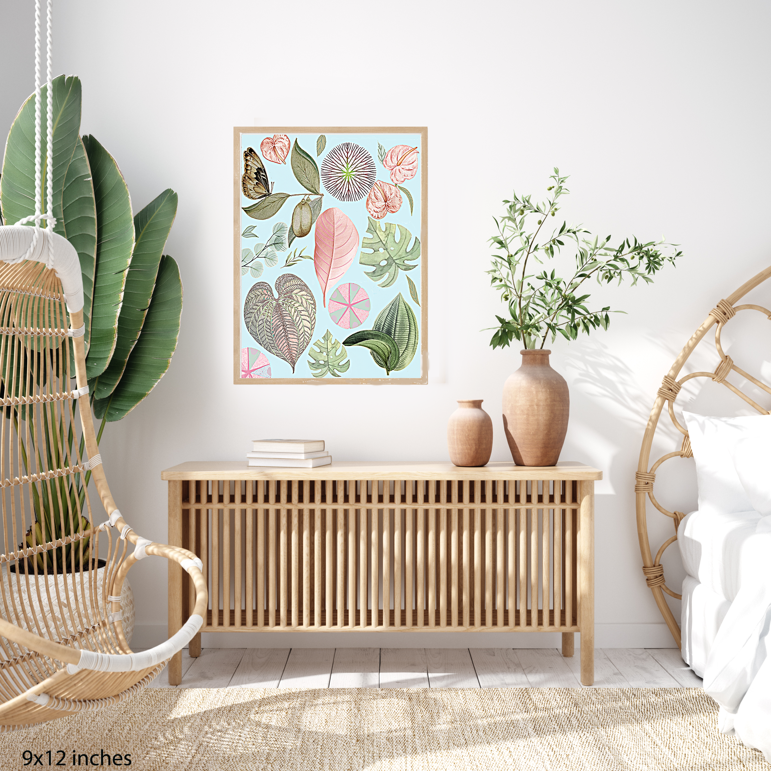 collage with leaves and flowers