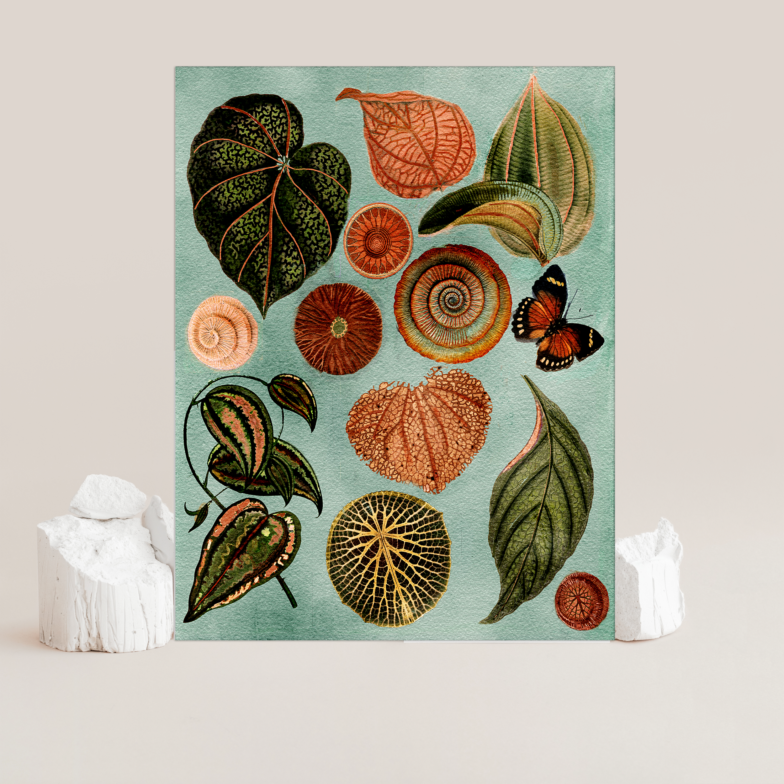 terracotta nature wall art / terracotta leaf painting