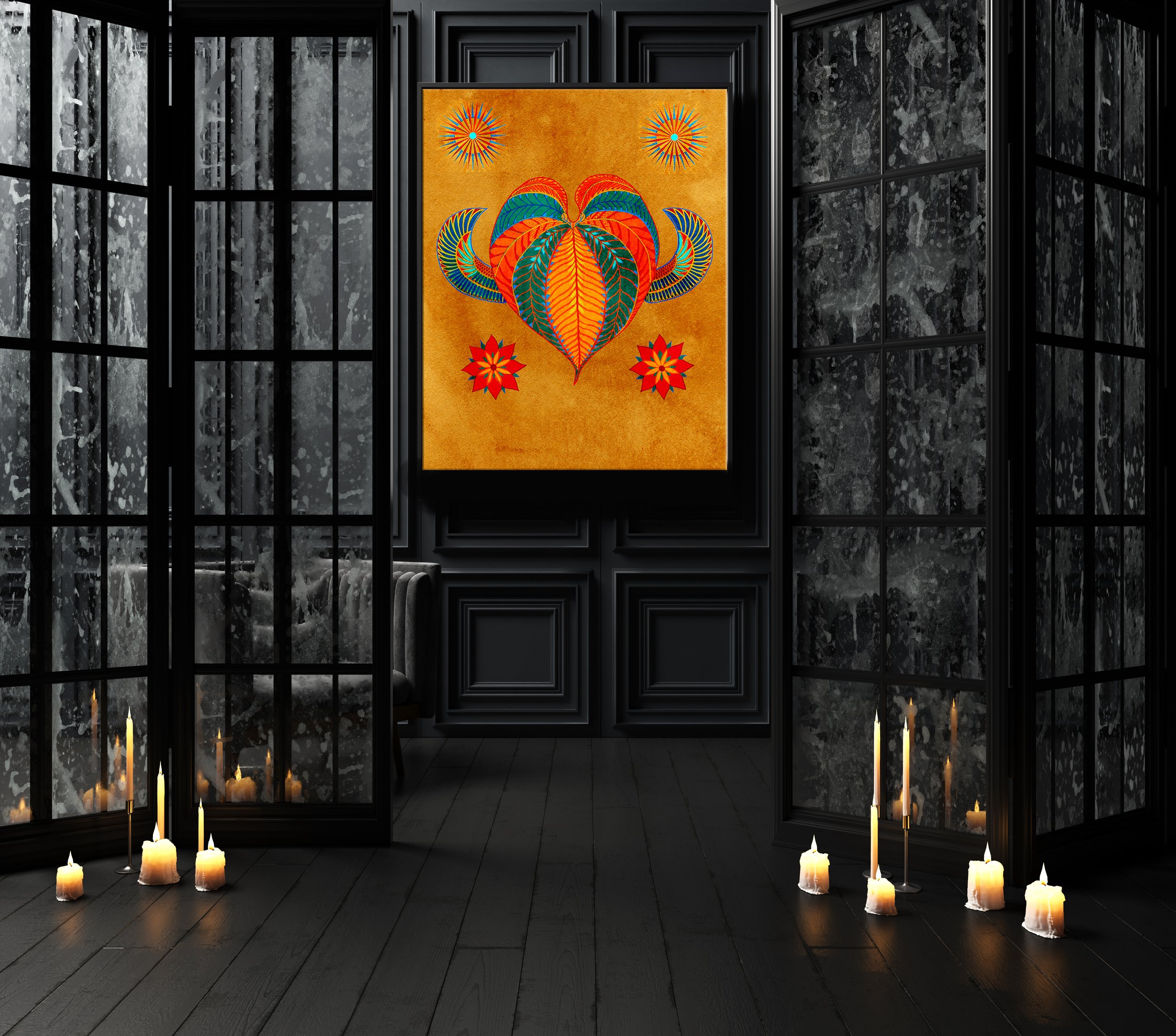creative leaf art / neon coloured art prints