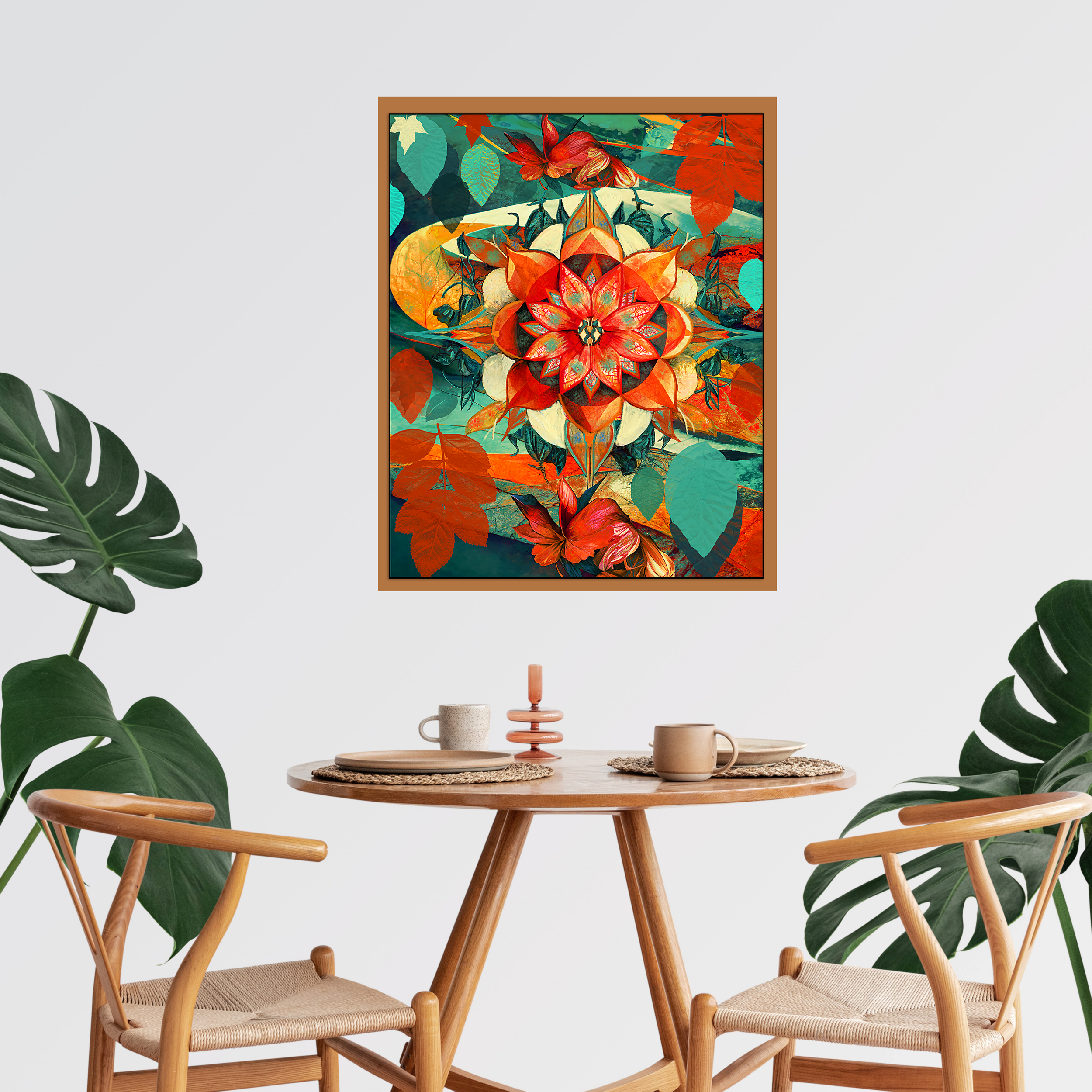 unique mid century modern meets trippy art print poster for home wall decor