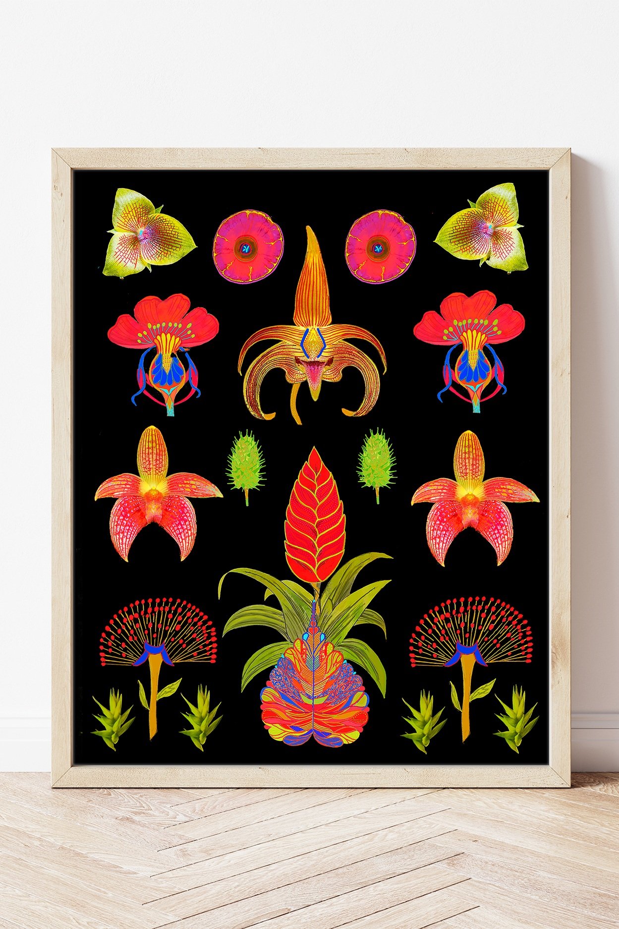 modernist art prints, neon red aesthetics
