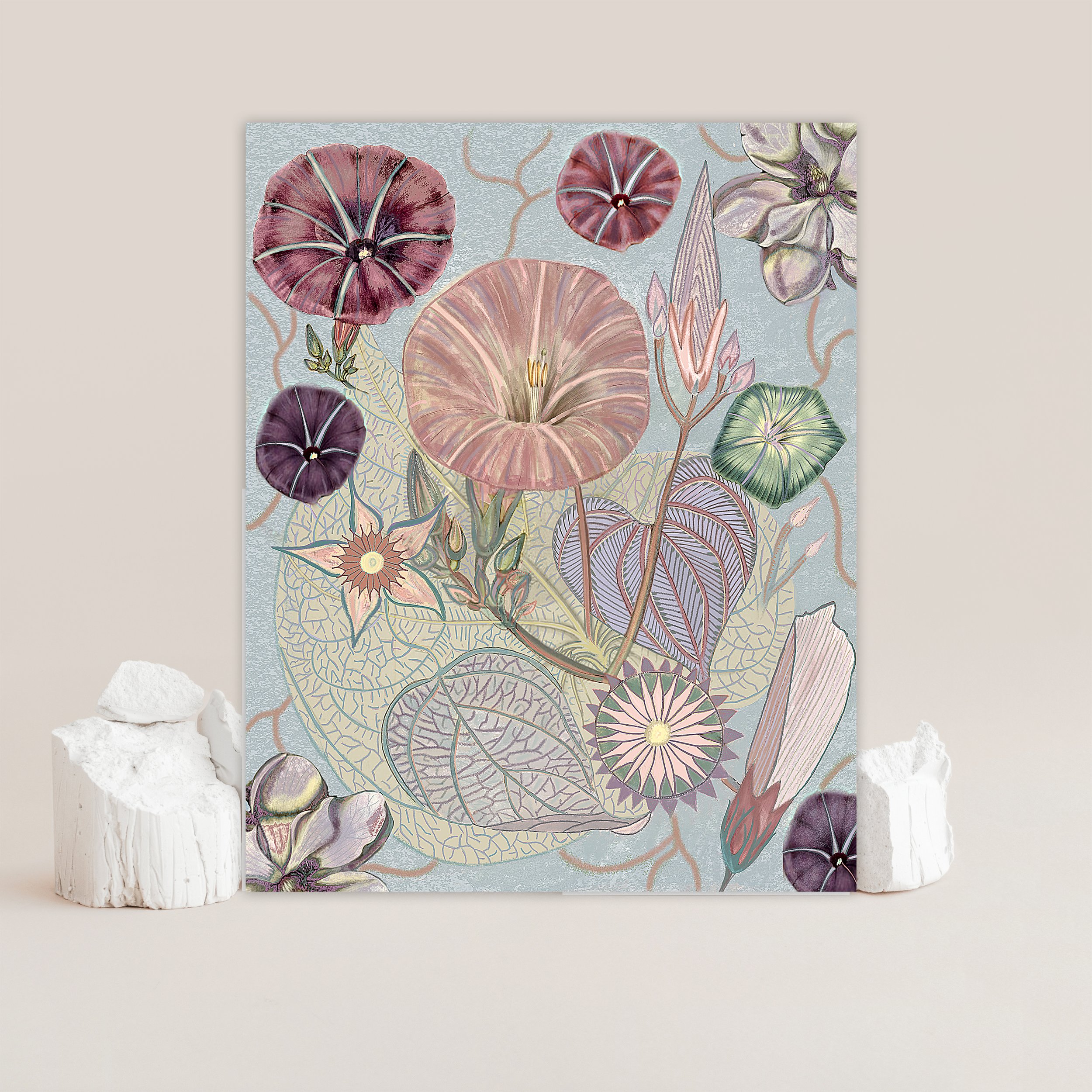 pink pastel painting, drawing in pastel colour, for livingroom wall decor