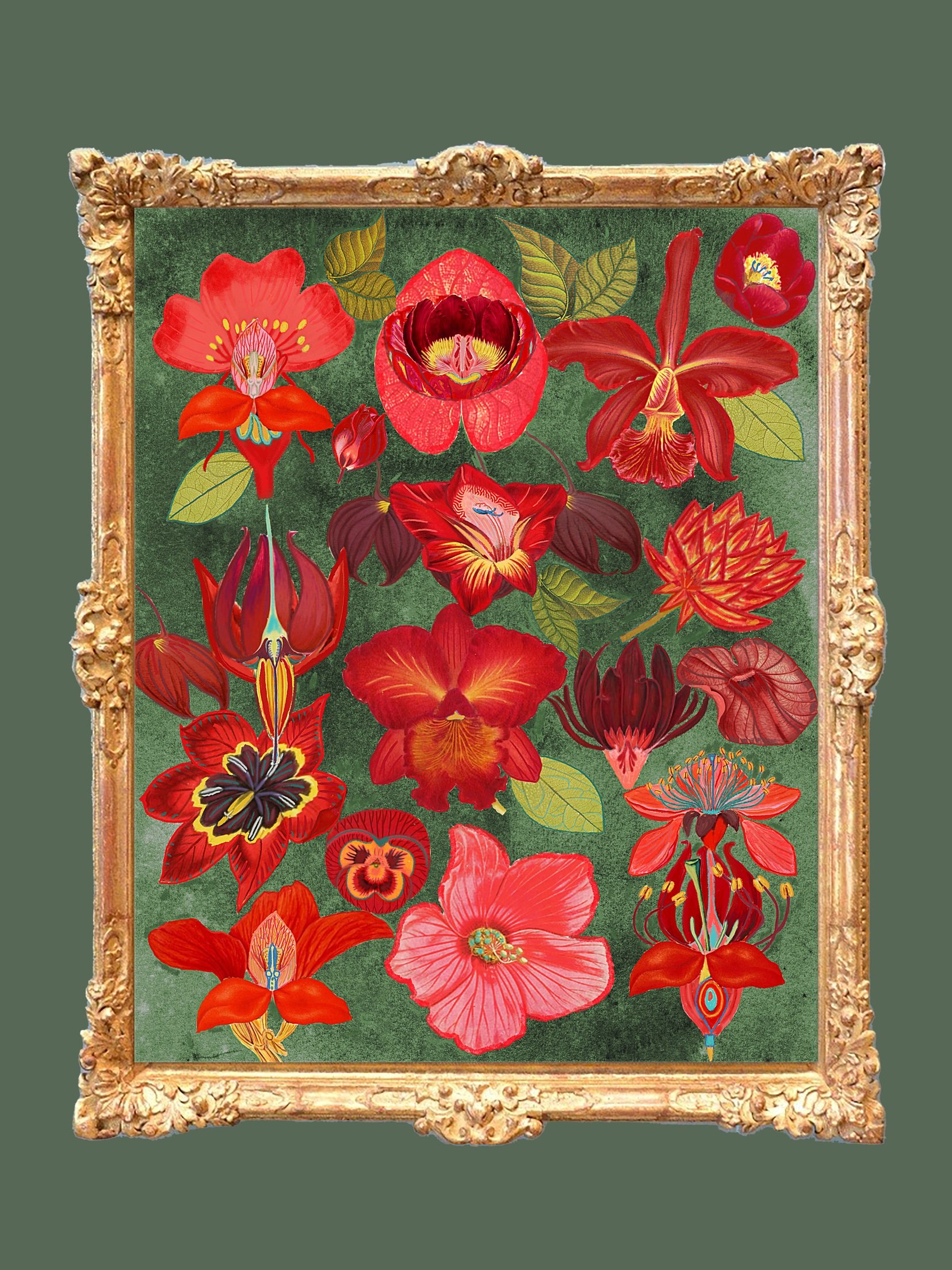 example of texture in art - colourful floral collage posters for sale