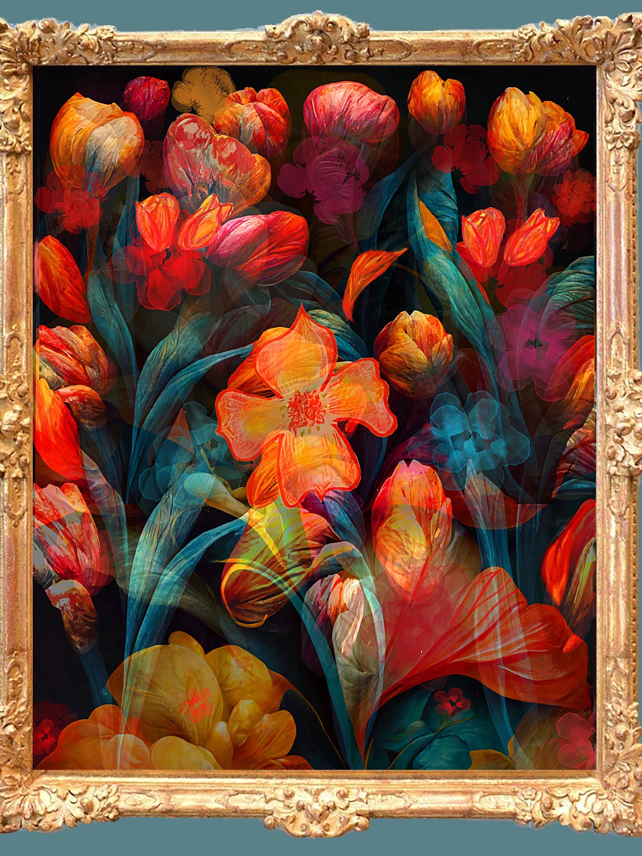 vibrant abstract garden art - flower lovers art gift