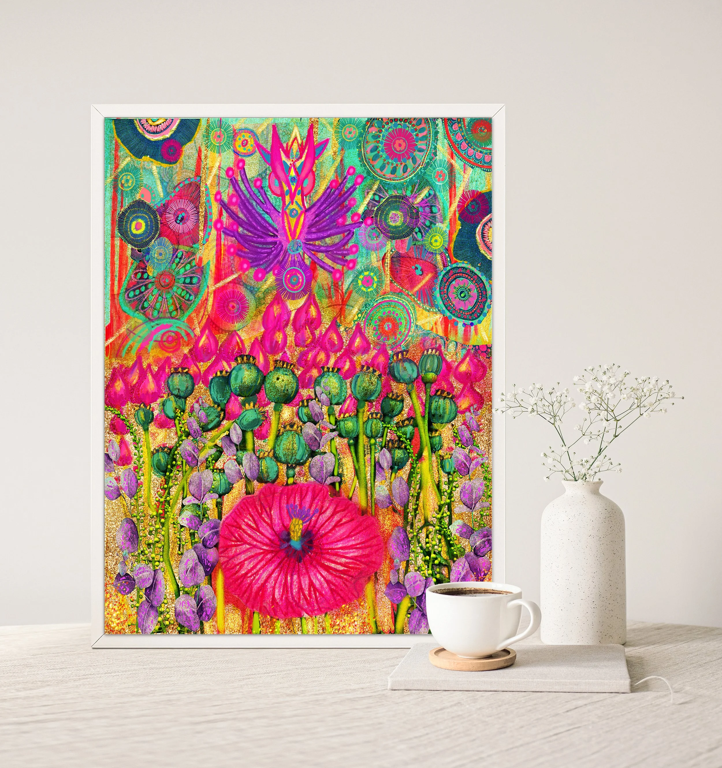 rainforest poster - bright floral paintings