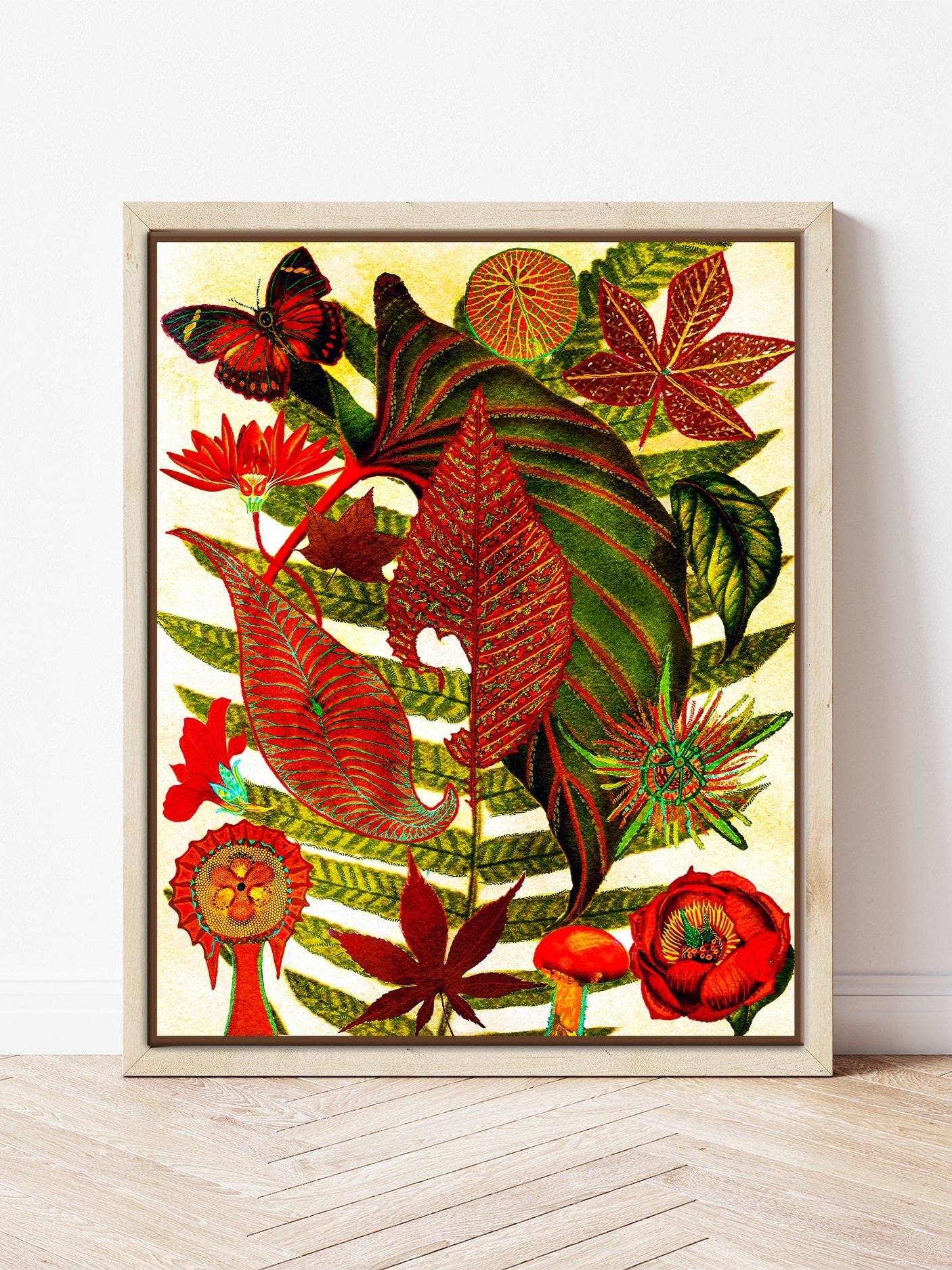 burnt orange boho botanical art print