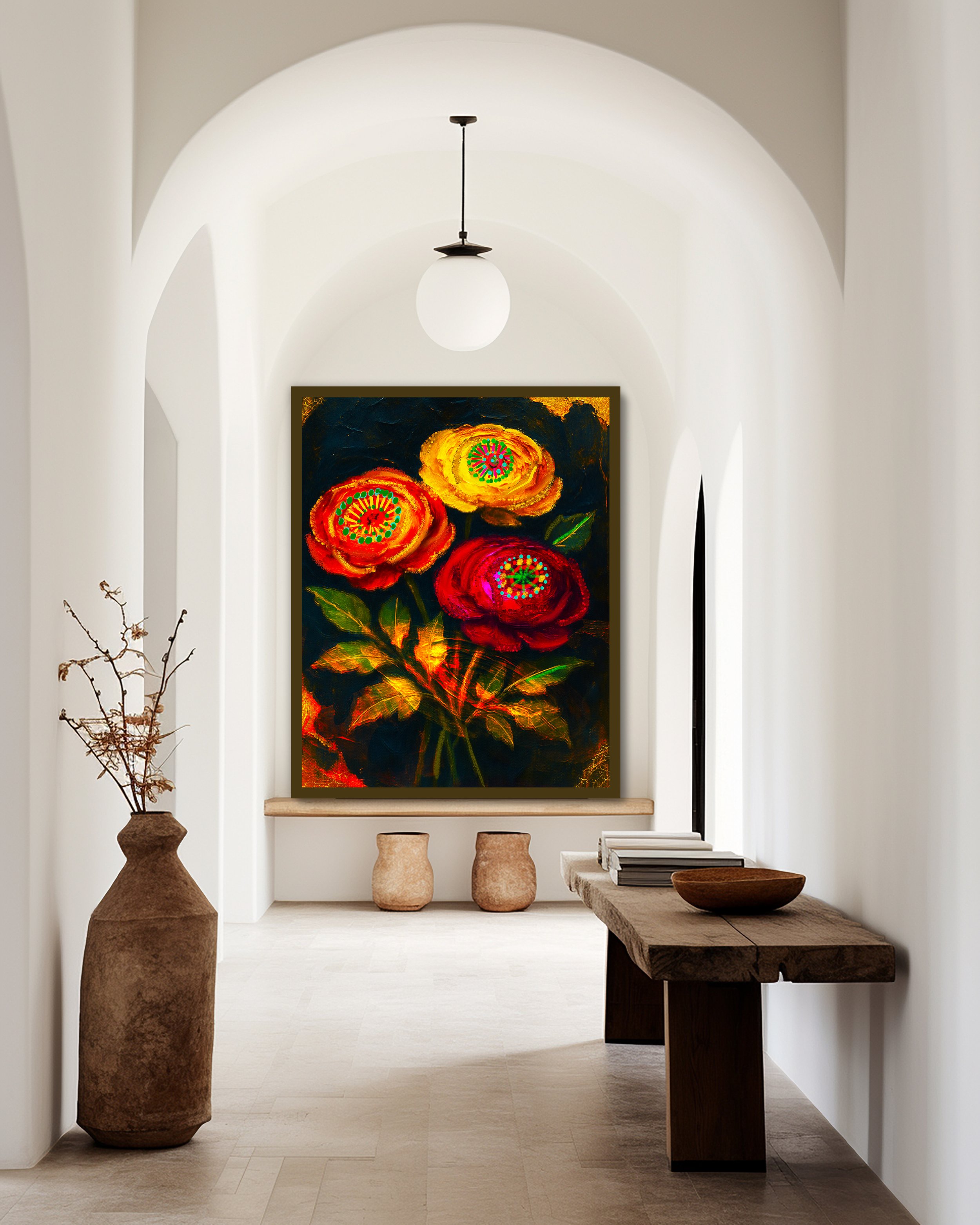 beautiful flowers with black background