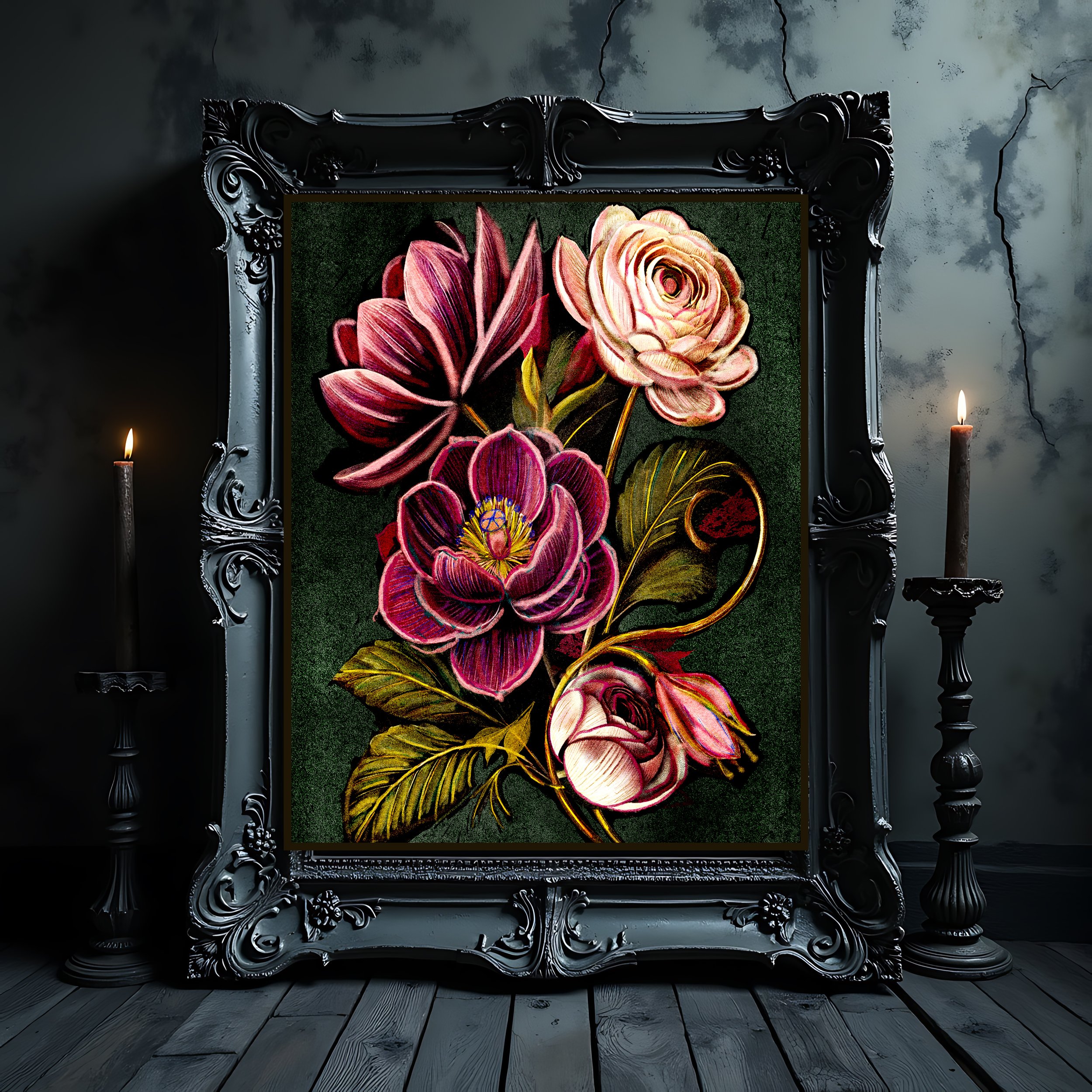 original whimsigoth flower art print for sale